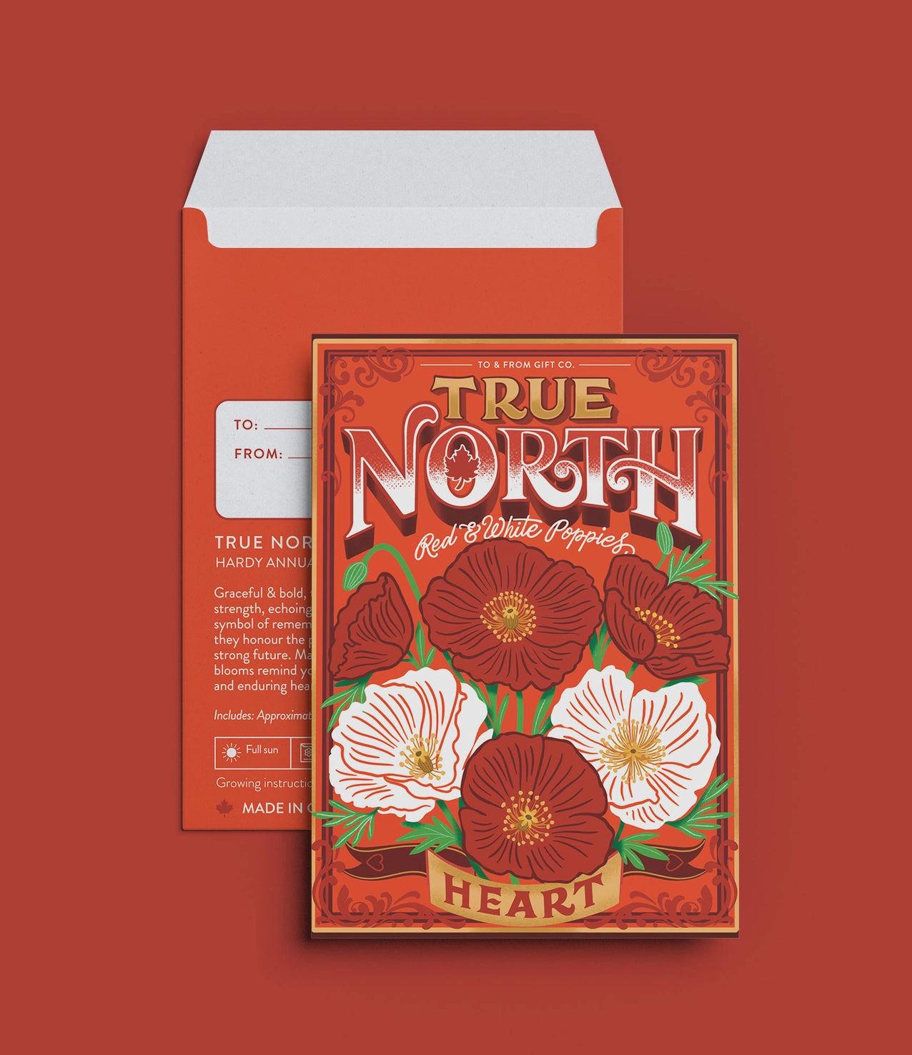 True North Canada Poppies Seed Packet - Heart (To & From Seed Co)