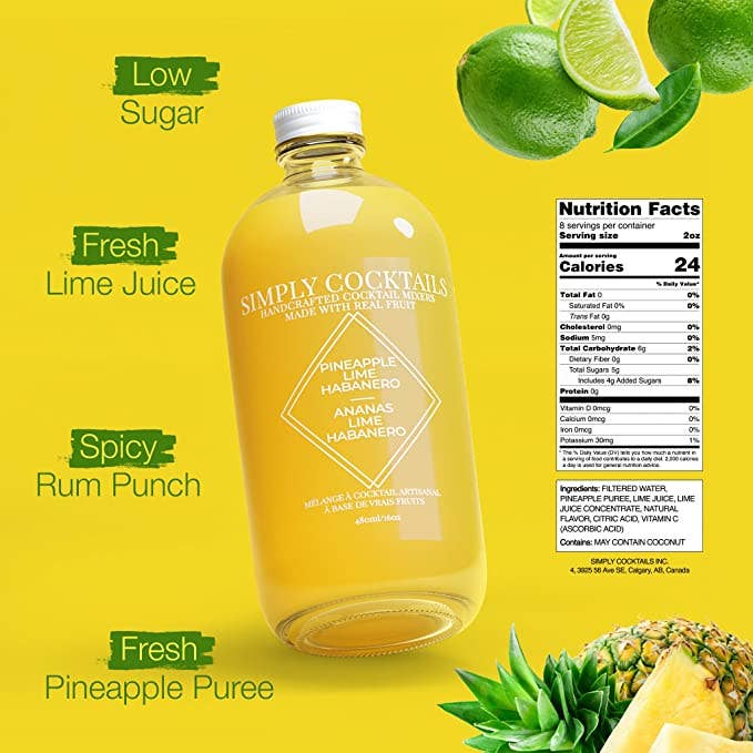 Simply Cocktails - Pineapple Habanero Margarita Cocktail and Mocktail Mixer