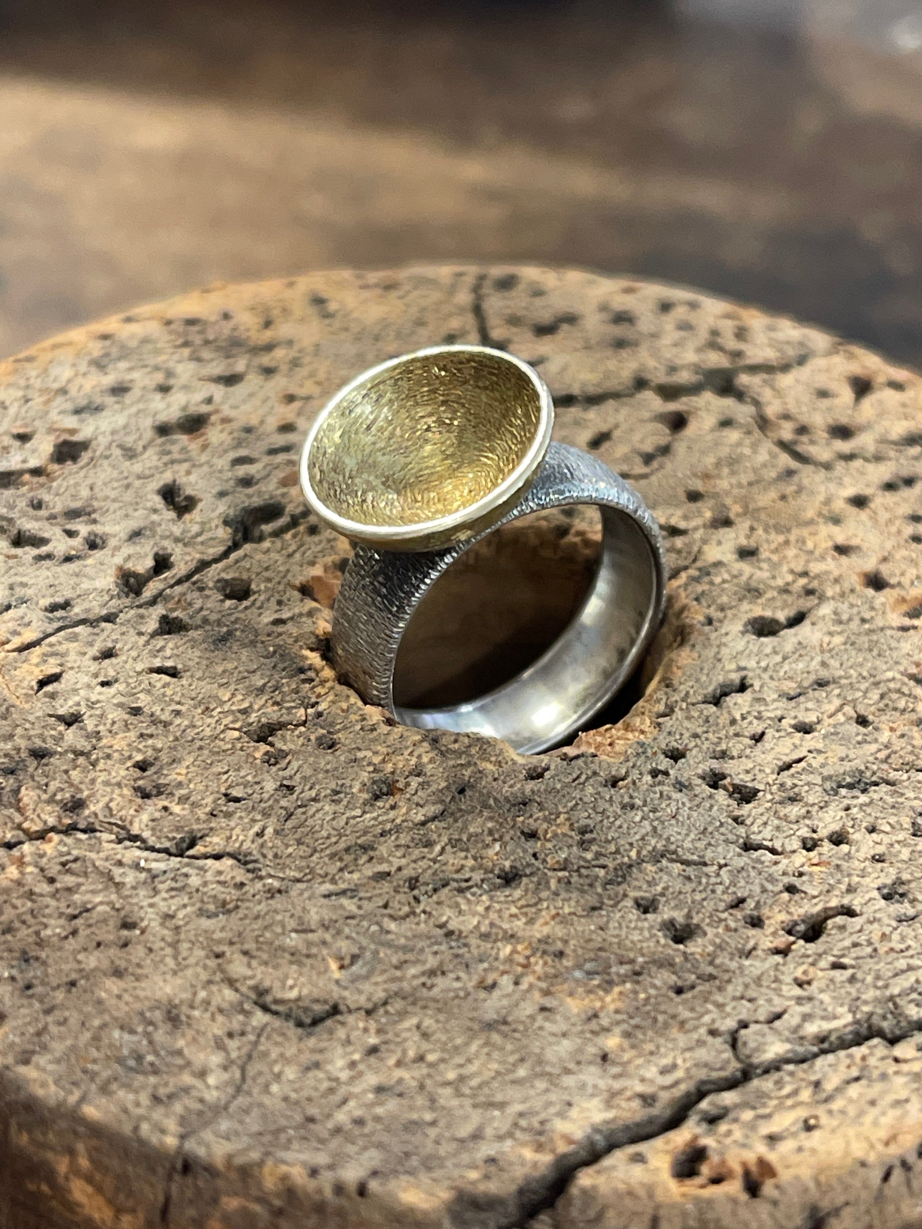 Sterling Silver Ring with 14k Gold Vermeil