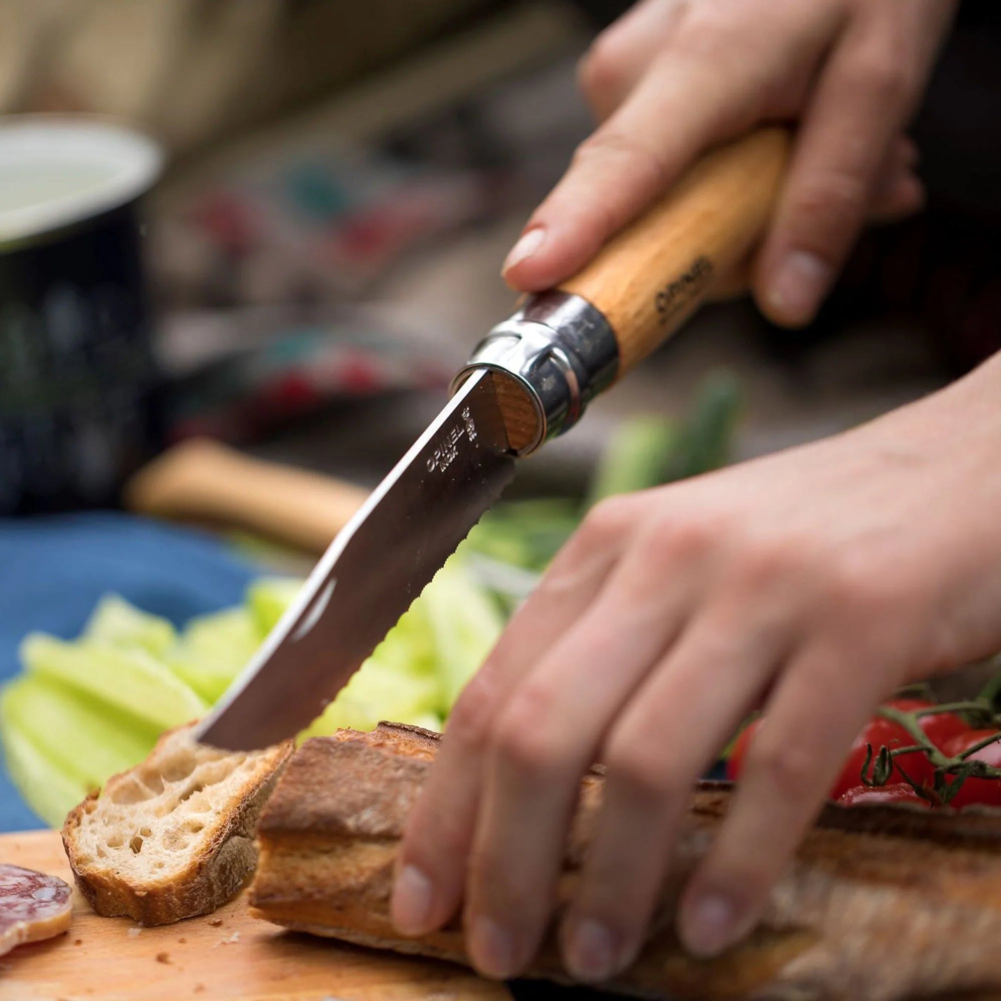 Opinel No.12 Folding Camp/ Cooking Serrated Knife