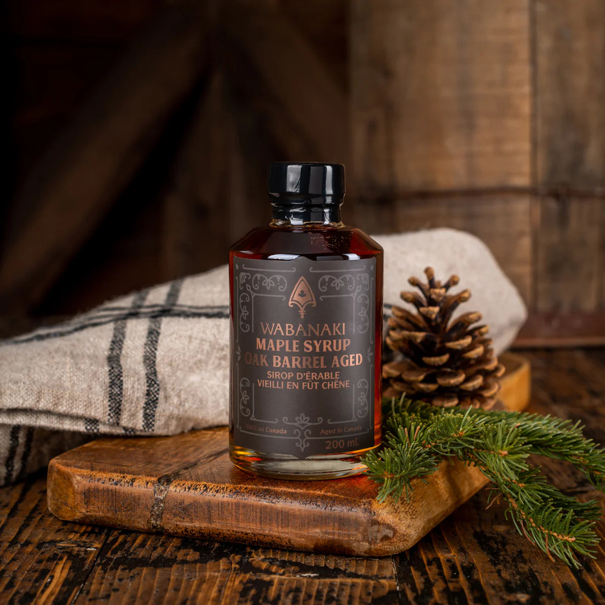 Oak Barrel Aged Maple Syrup  by Wabanaki Maple