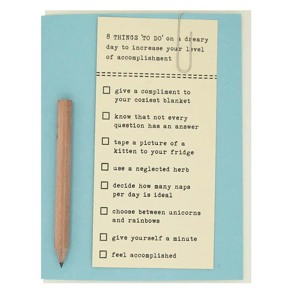 Dreary Day To Do List Card (by Regional Assembly of Text)