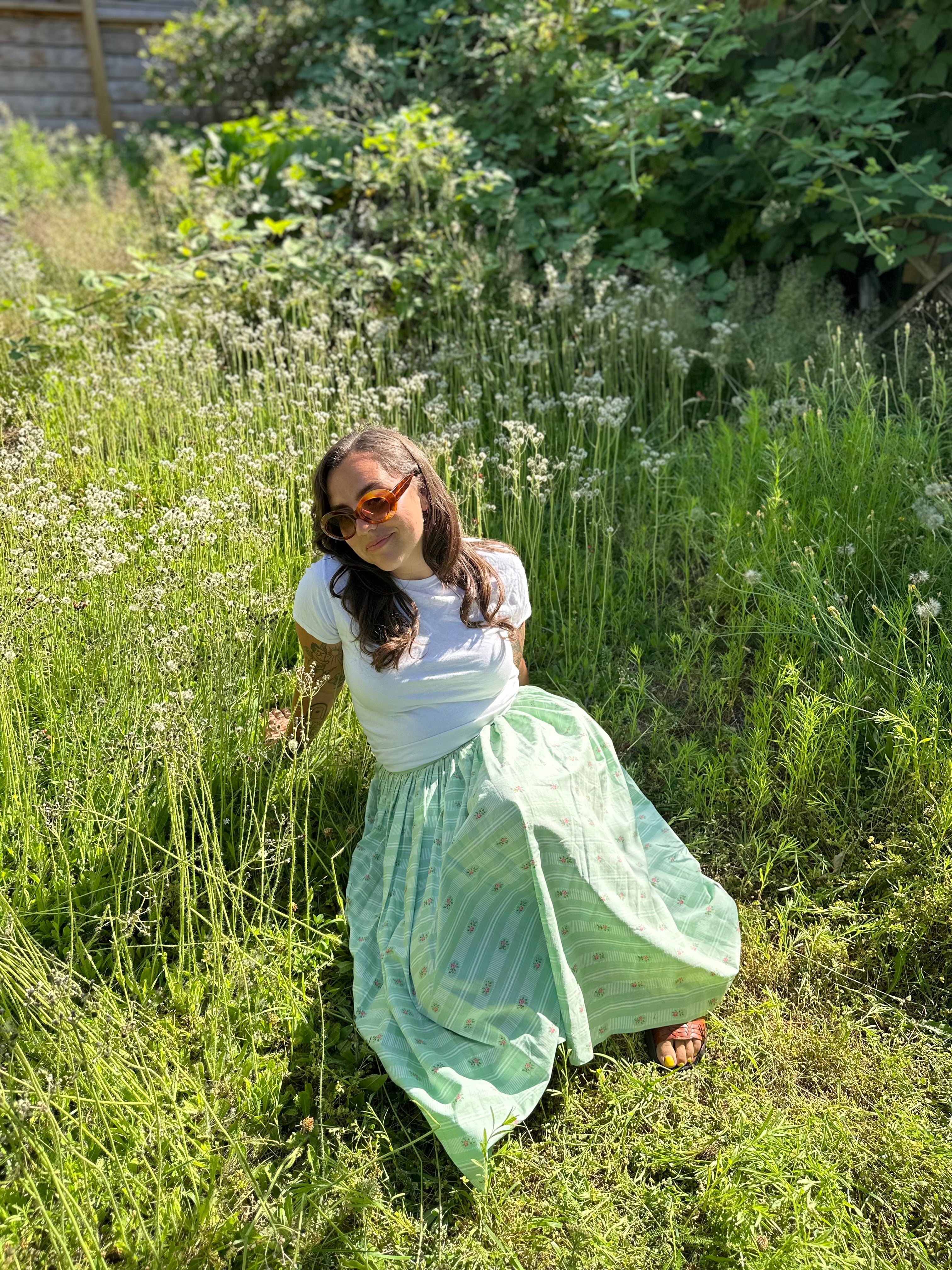 1950s handmade cotton pleated skirt