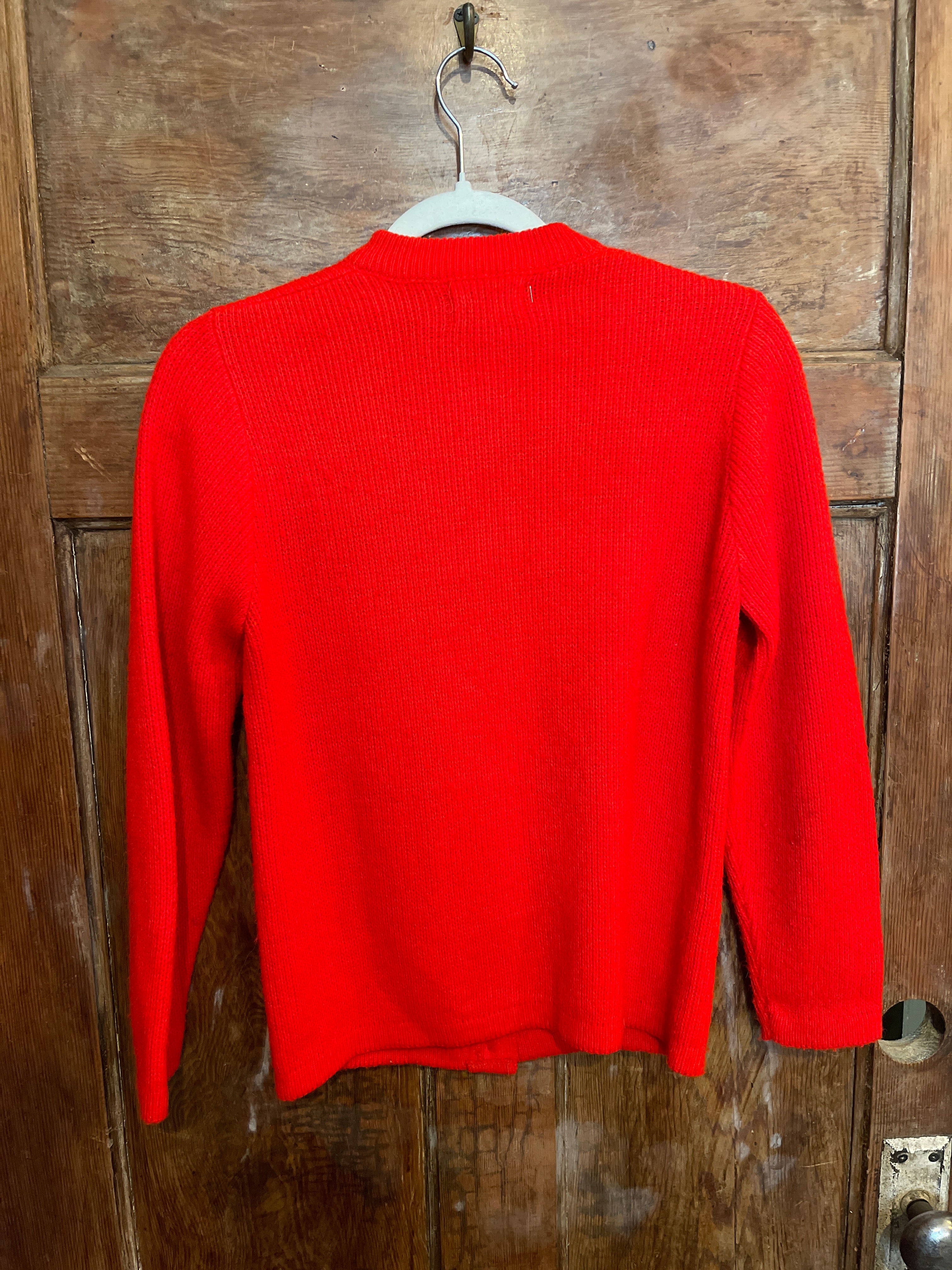 Red Knit Button-Up Sweater