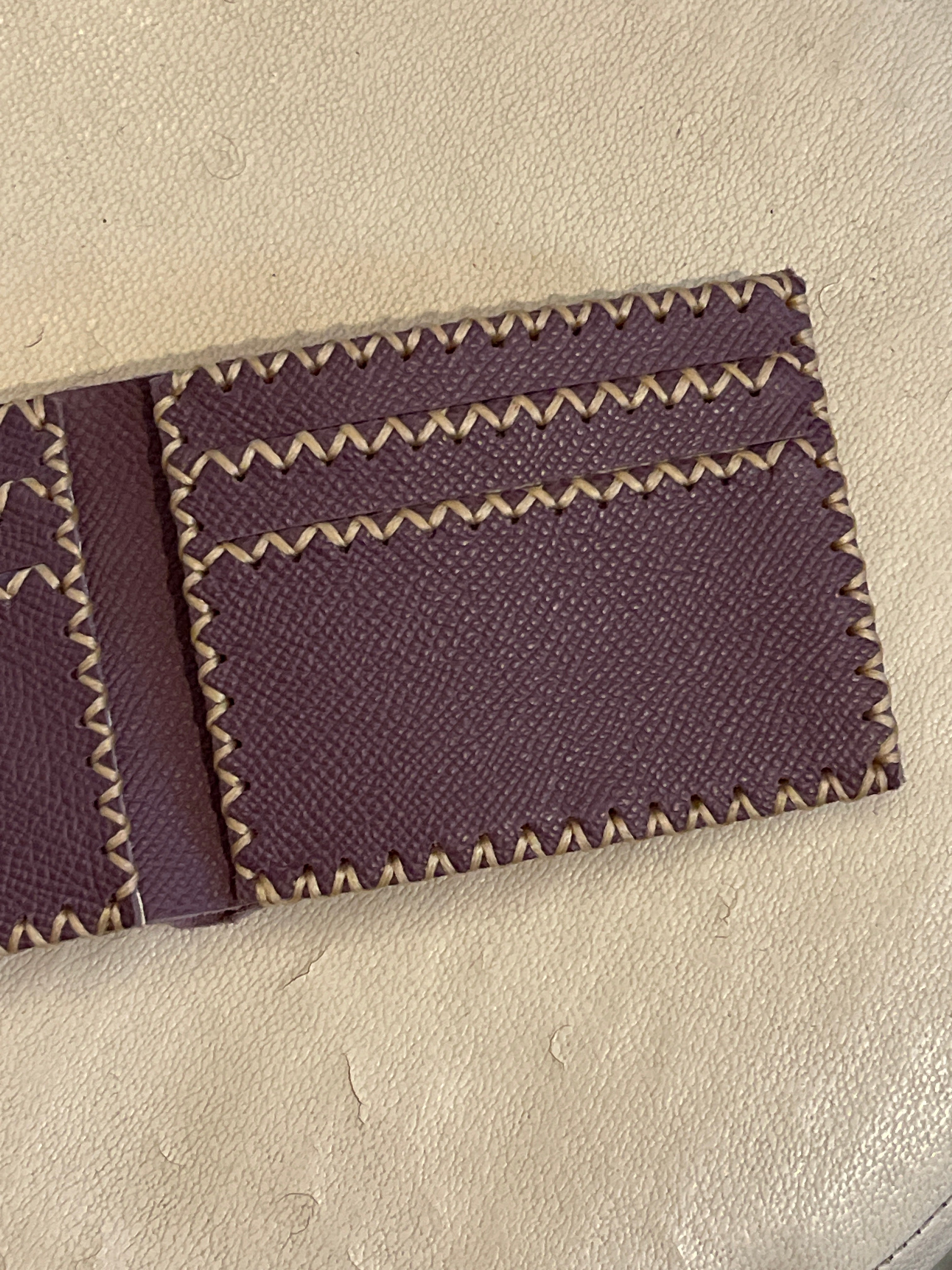 Purple Leather Stitched Wallet