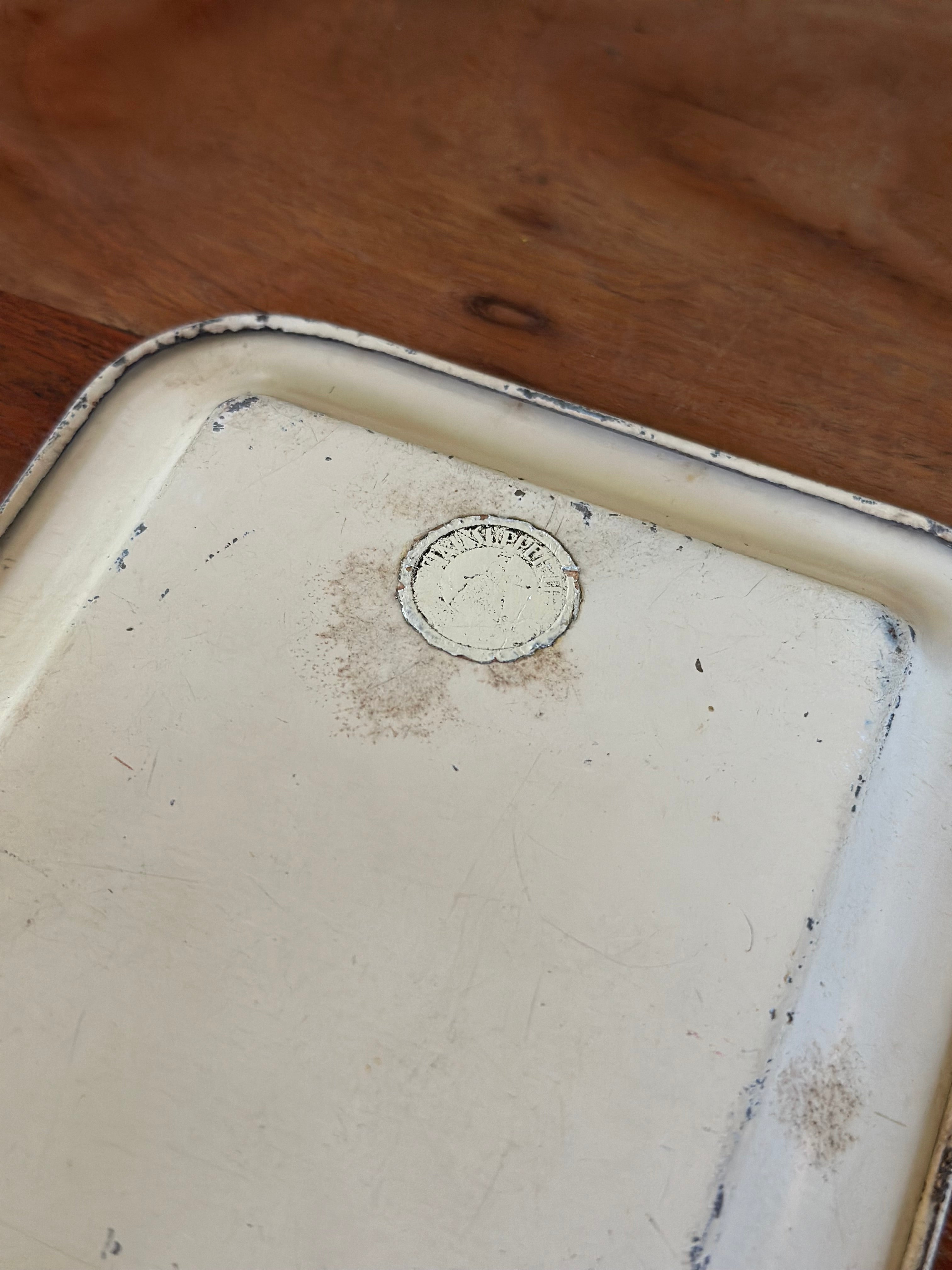 Small metal tray with crazing