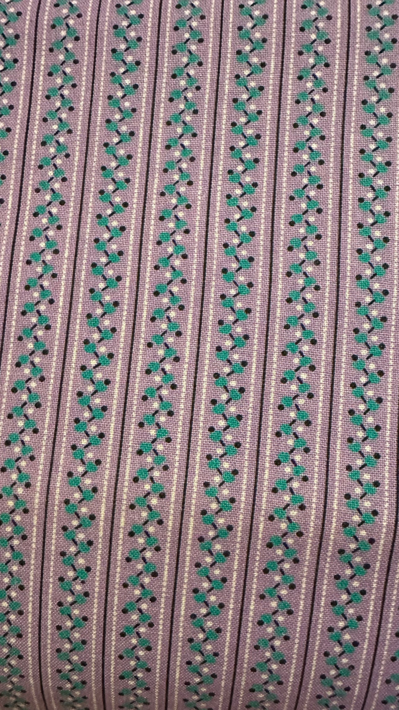 Mauve & teal patterned stripe cotton vintage fabric - 2 yards