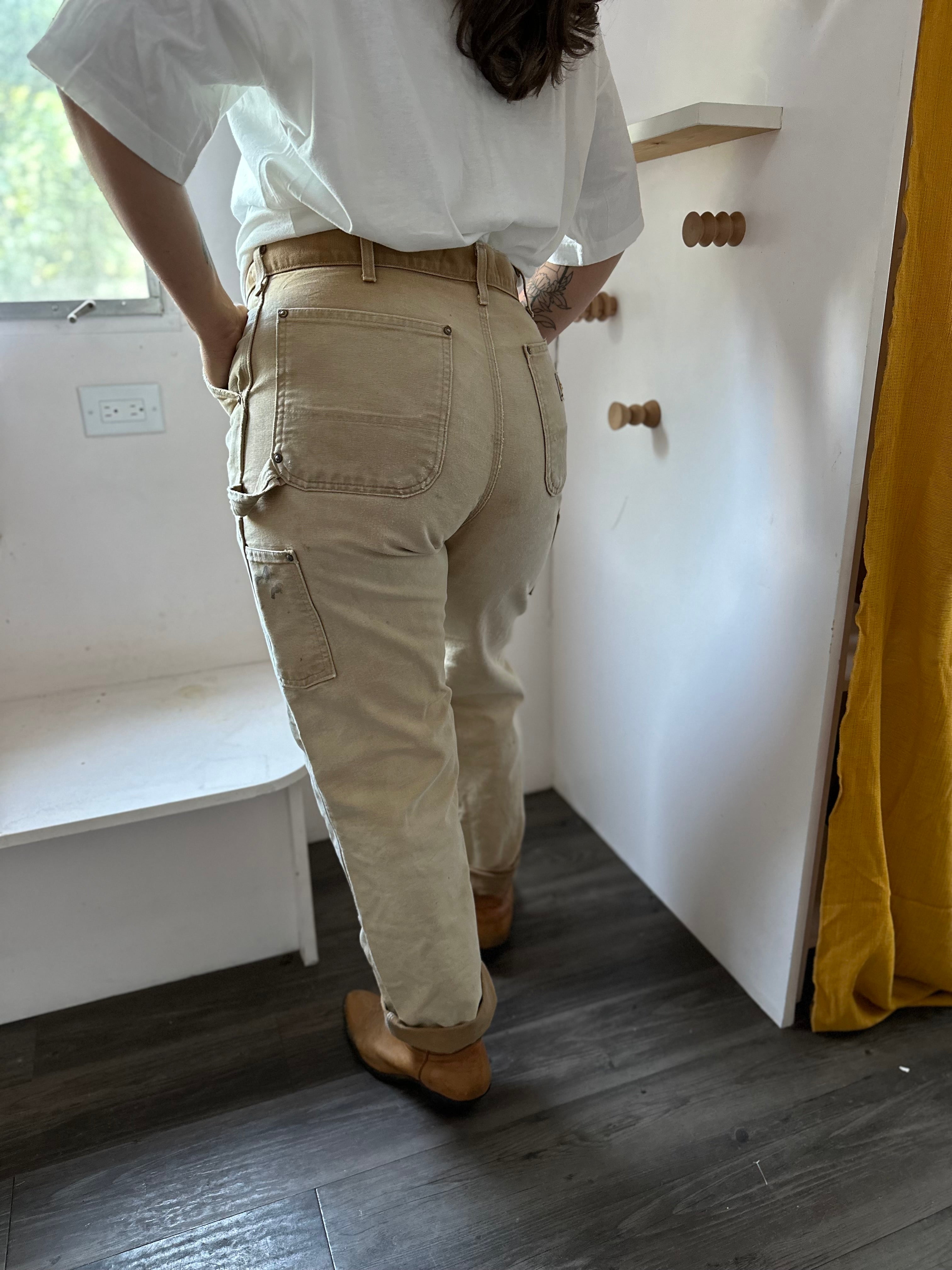 Sunbleached Carhartt 8 Pocket Double Knee Work Pants