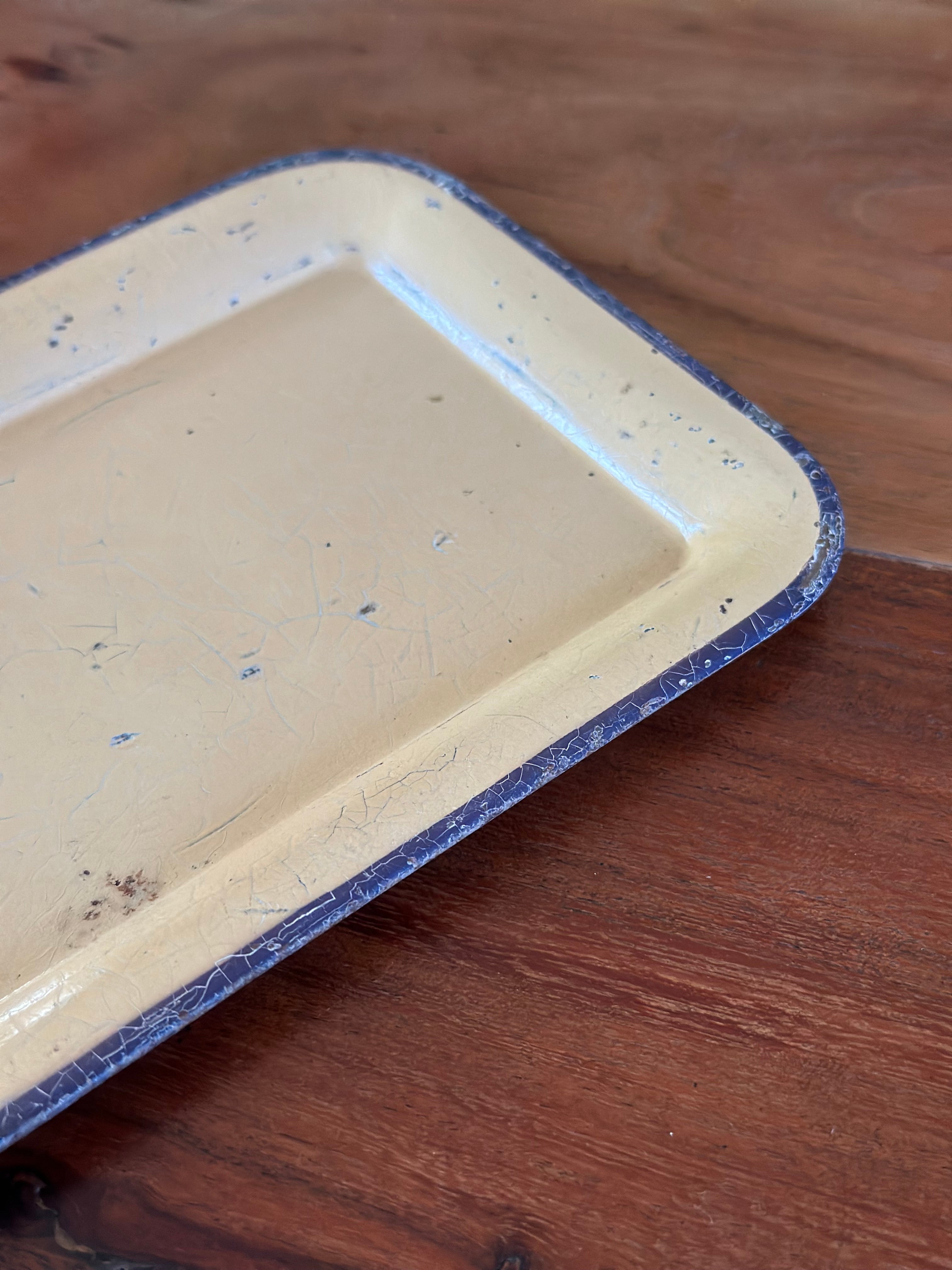 Small metal tray with crazing