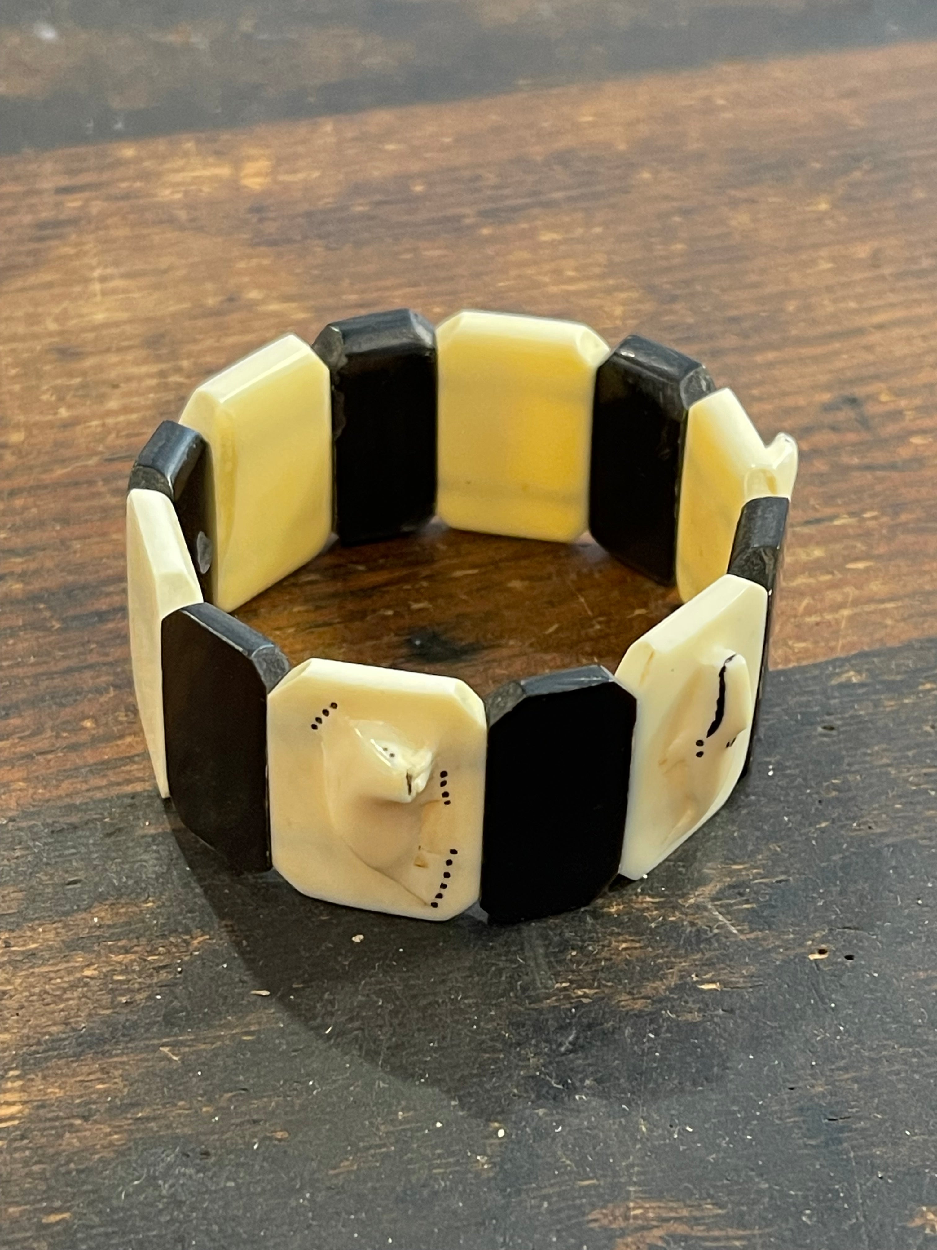 Carved Alaskan Ivory/ Whalebone Bracelet