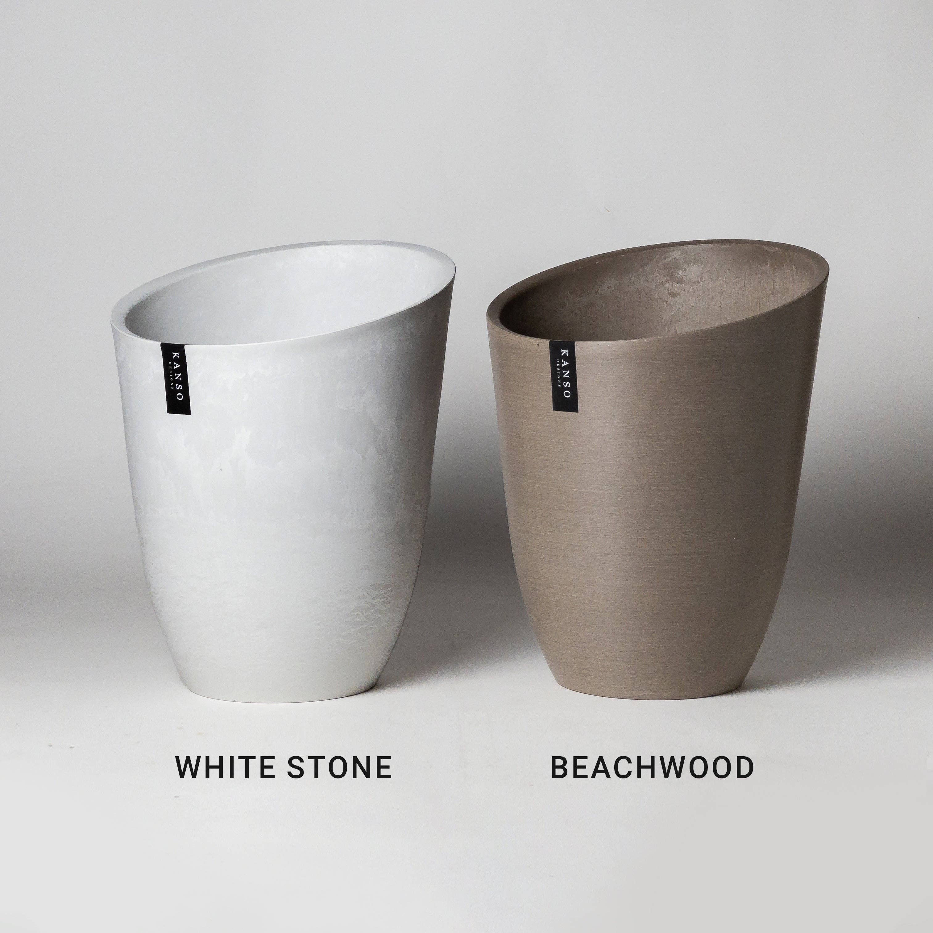 Kanso Designs - 11" Funnel Tall Planter Pot: Arctic (Stonewash)