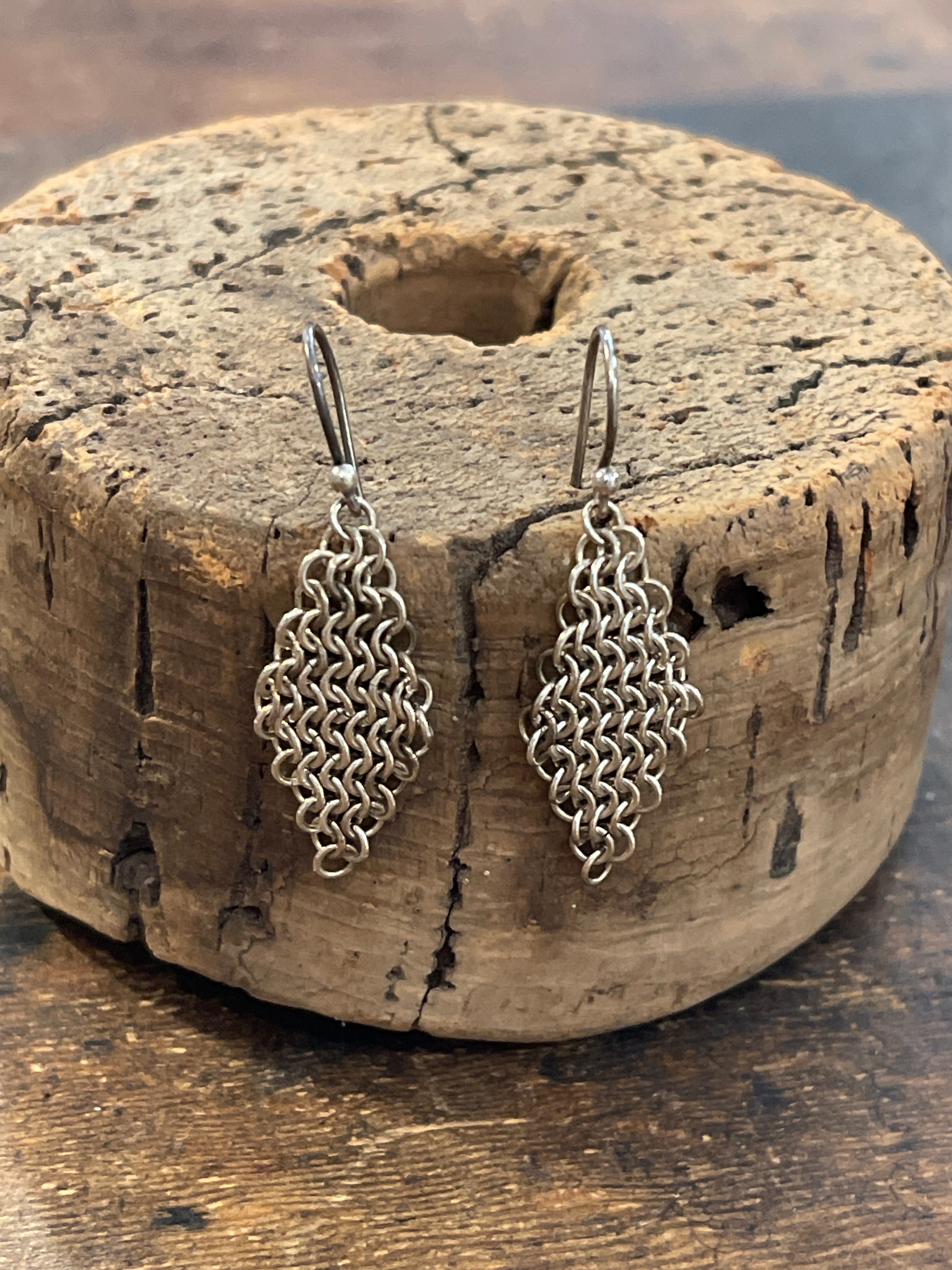 Silver Chainmail Earrings
