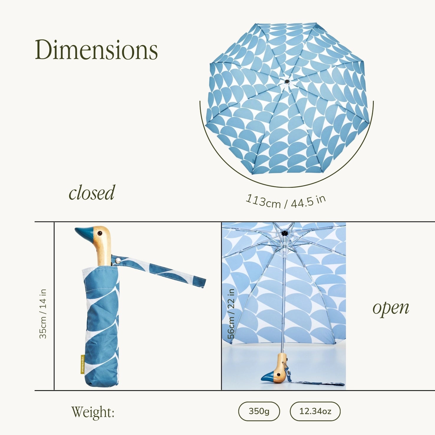 Original Duckhead - Denim Moon Compact Eco-Friendly Wind Resistant Umbrella