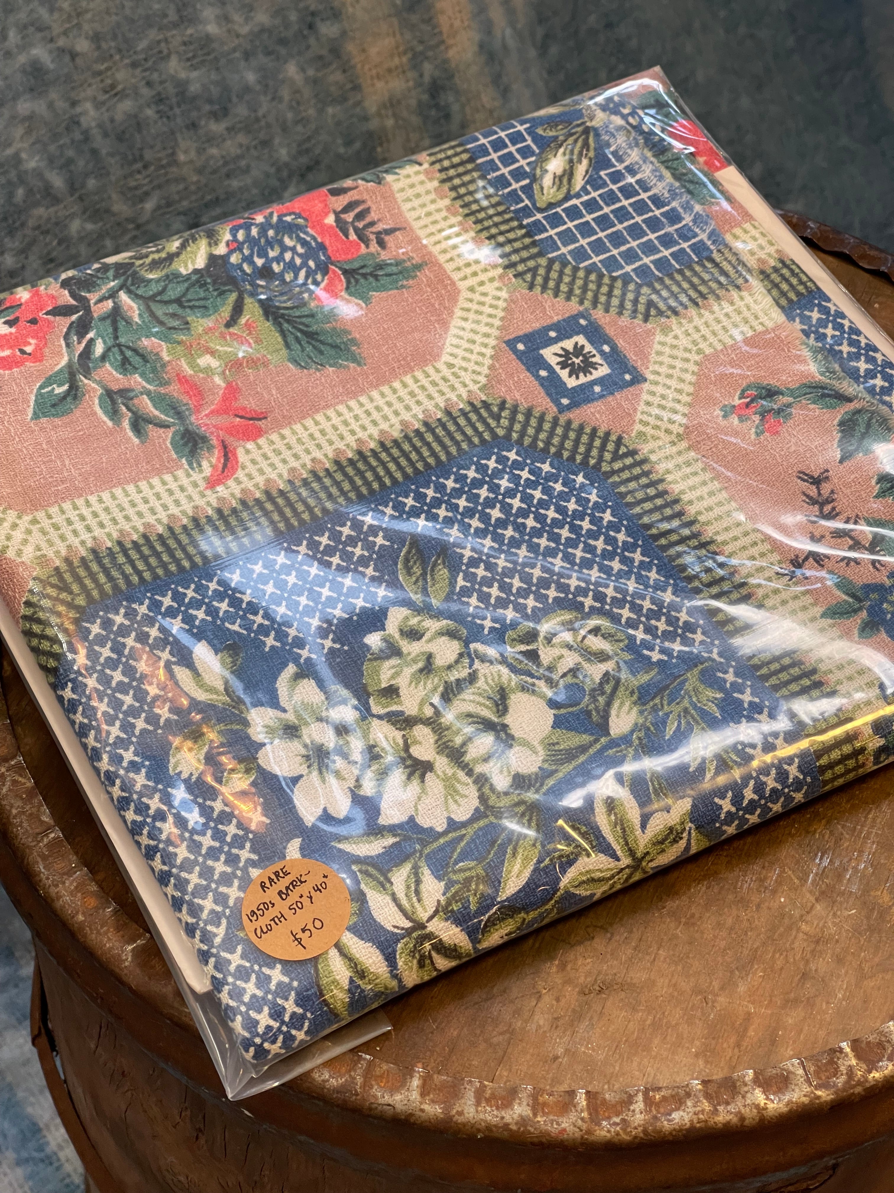 Vintage Fabric - Rare 1950s Bark Cloth