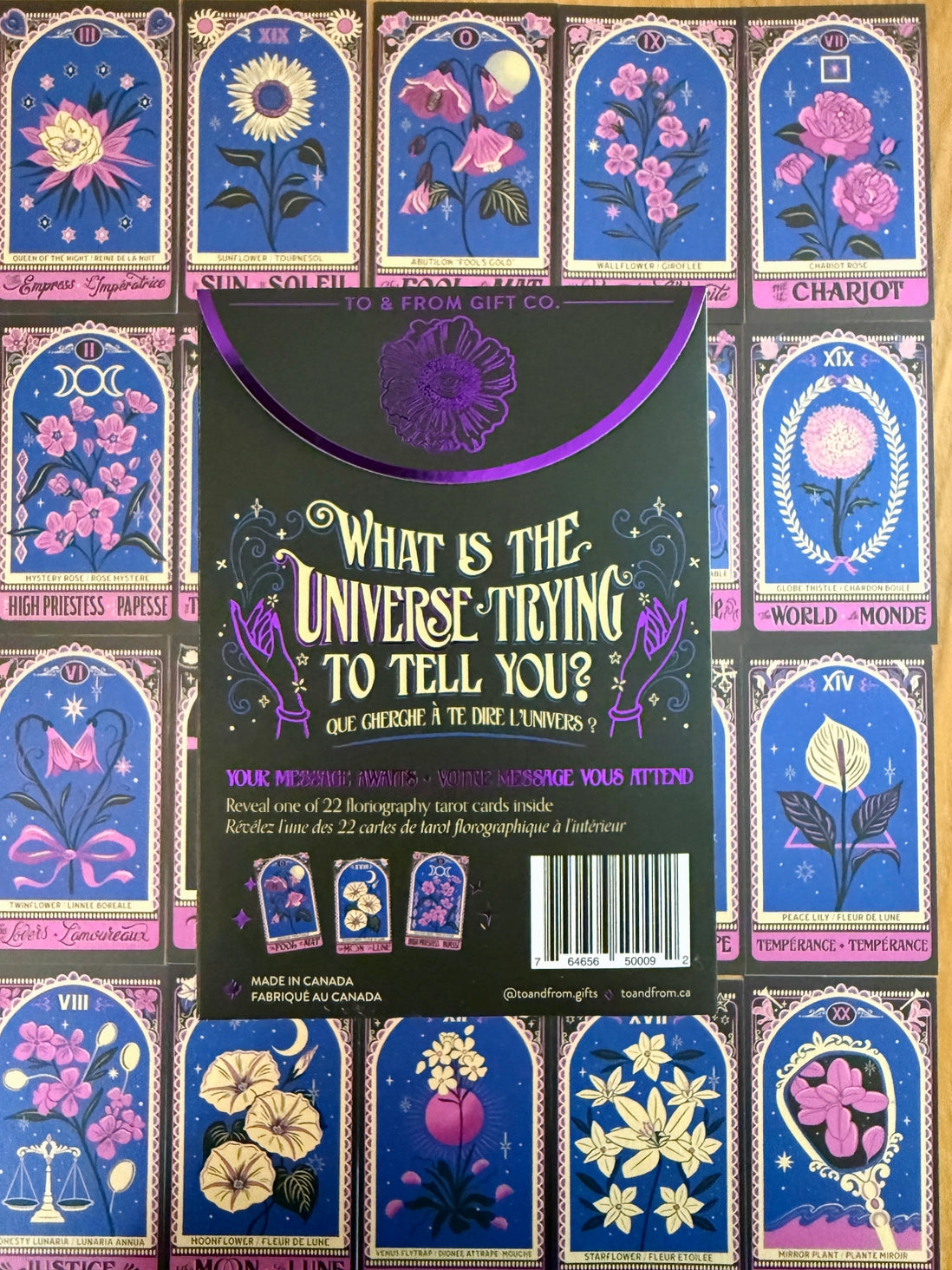 One-Card Floriography Tarot Card Reading with Purple Foil (To & From Seed Co)