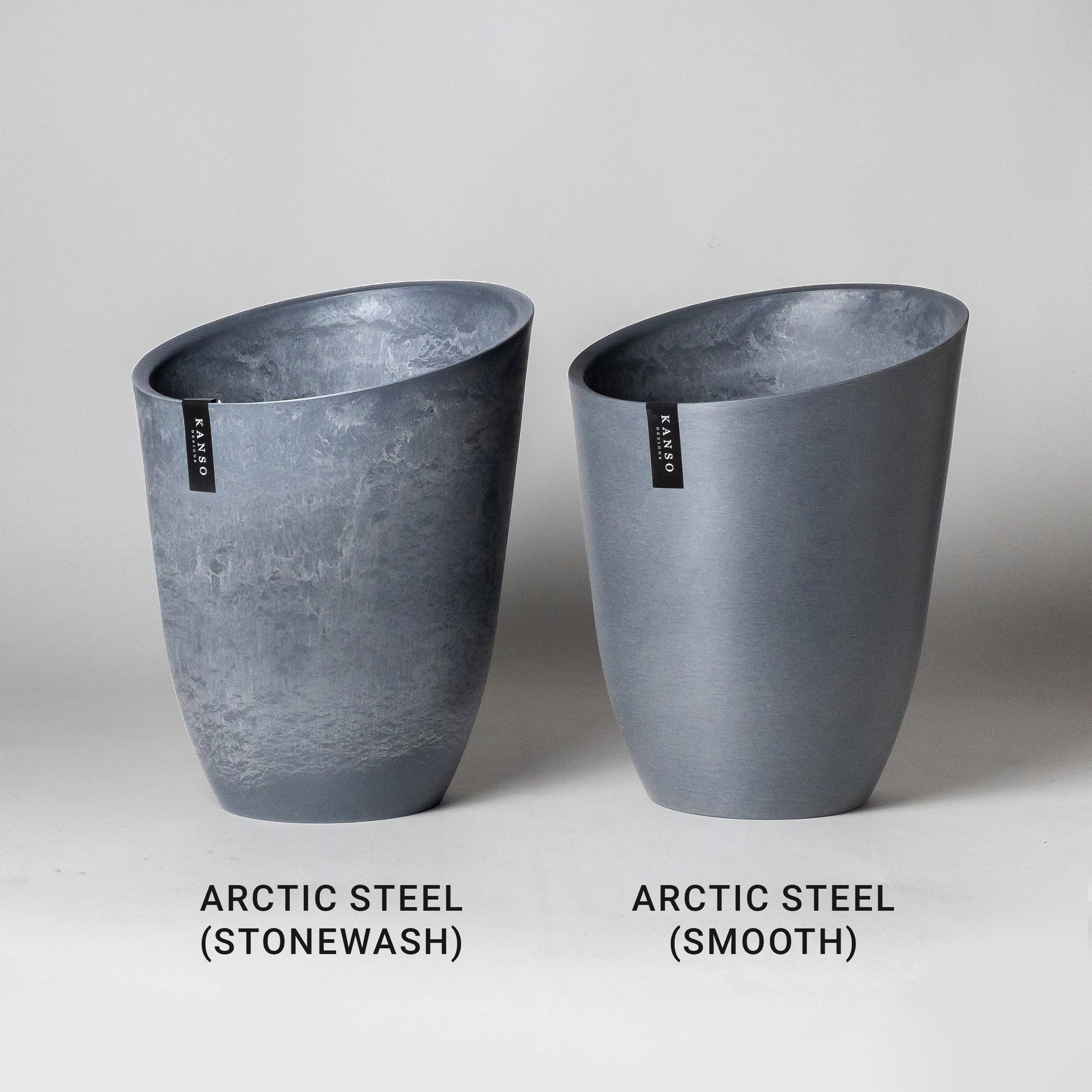 Kanso Designs - 11" Funnel Tall Planter Pot: Arctic (Stonewash)