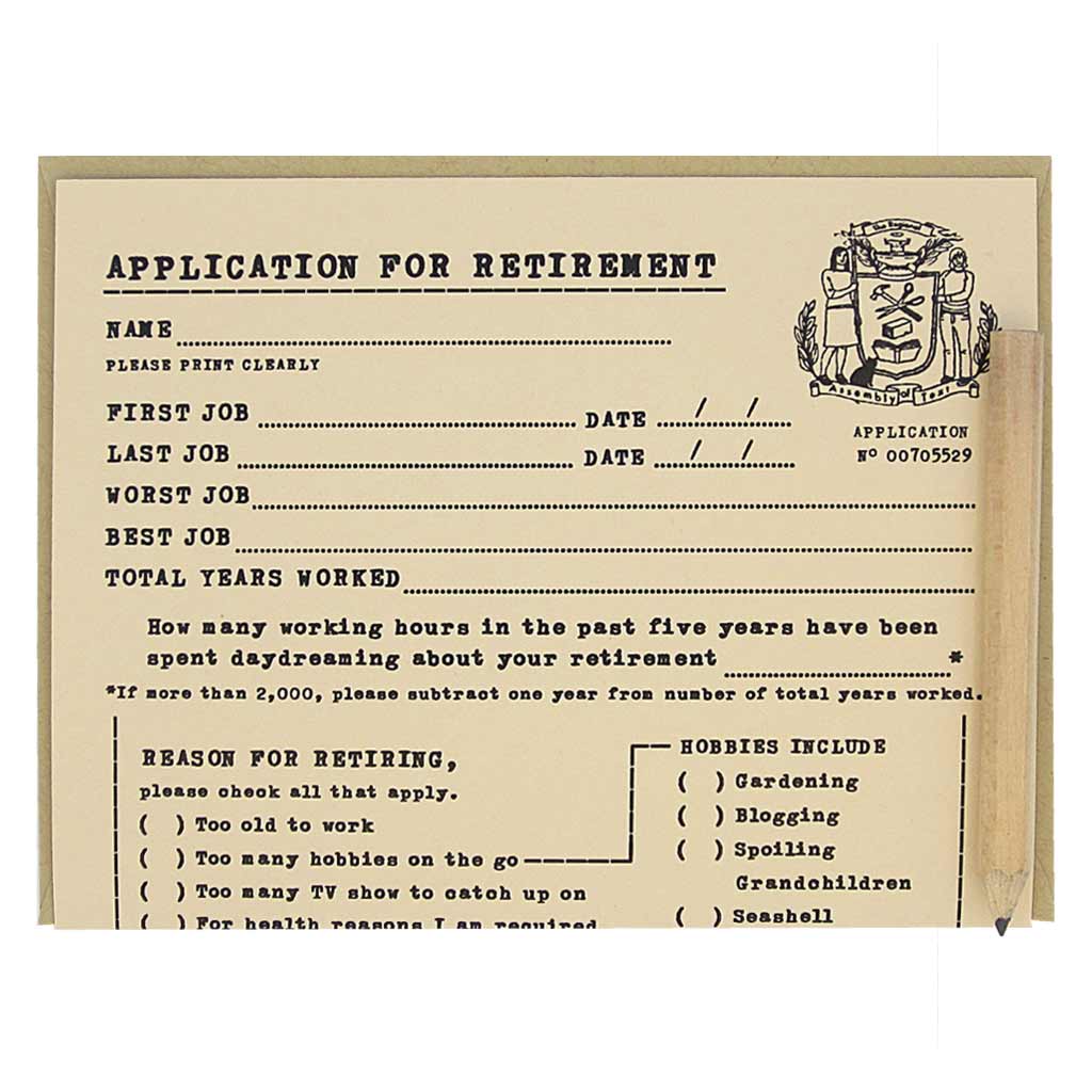 Retirement Application Card (by Regional Assembly of Text)
