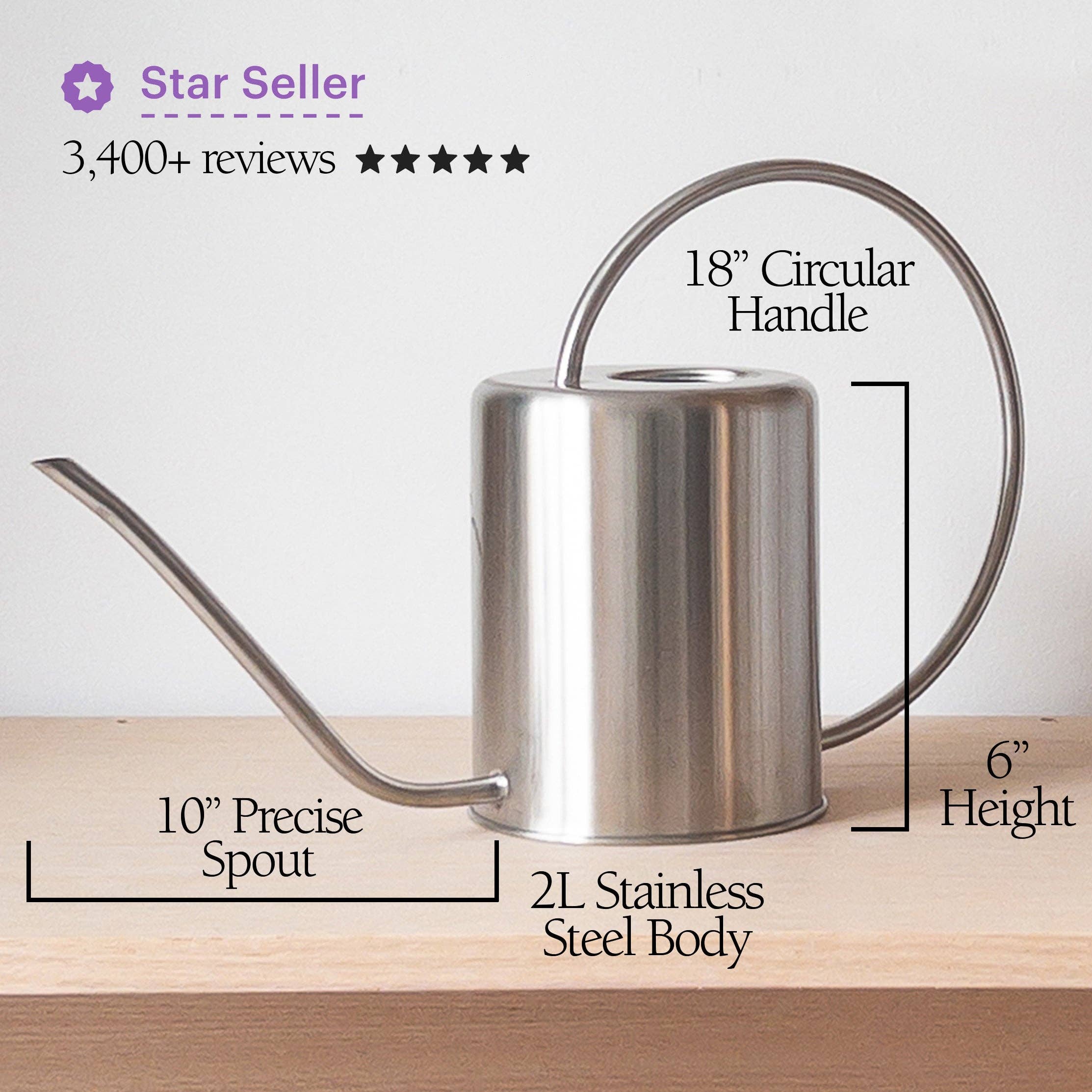 Kanso Designs - 2L Stainless Steel Watering Can: Silver