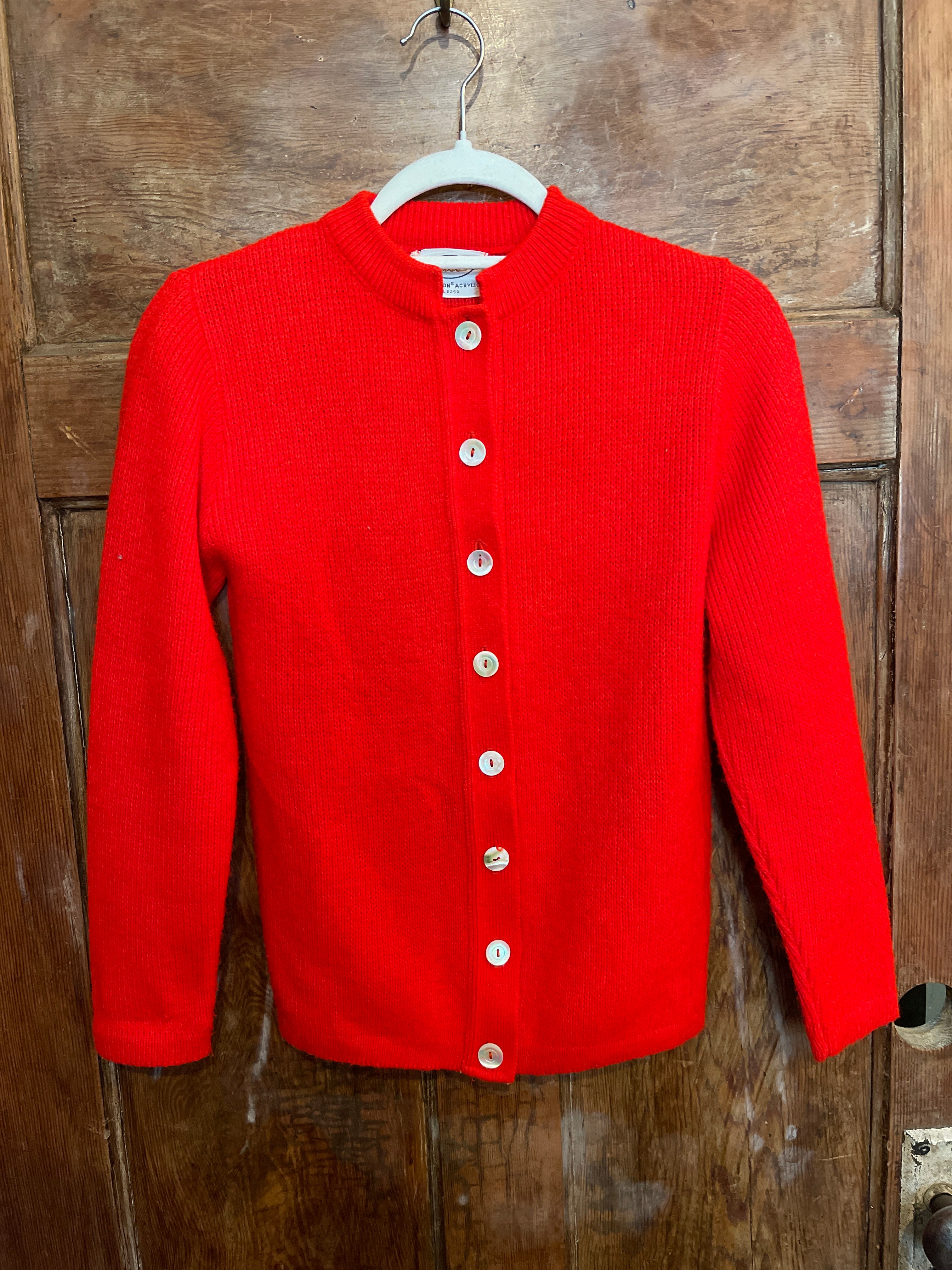 Red Knit Button-Up Sweater