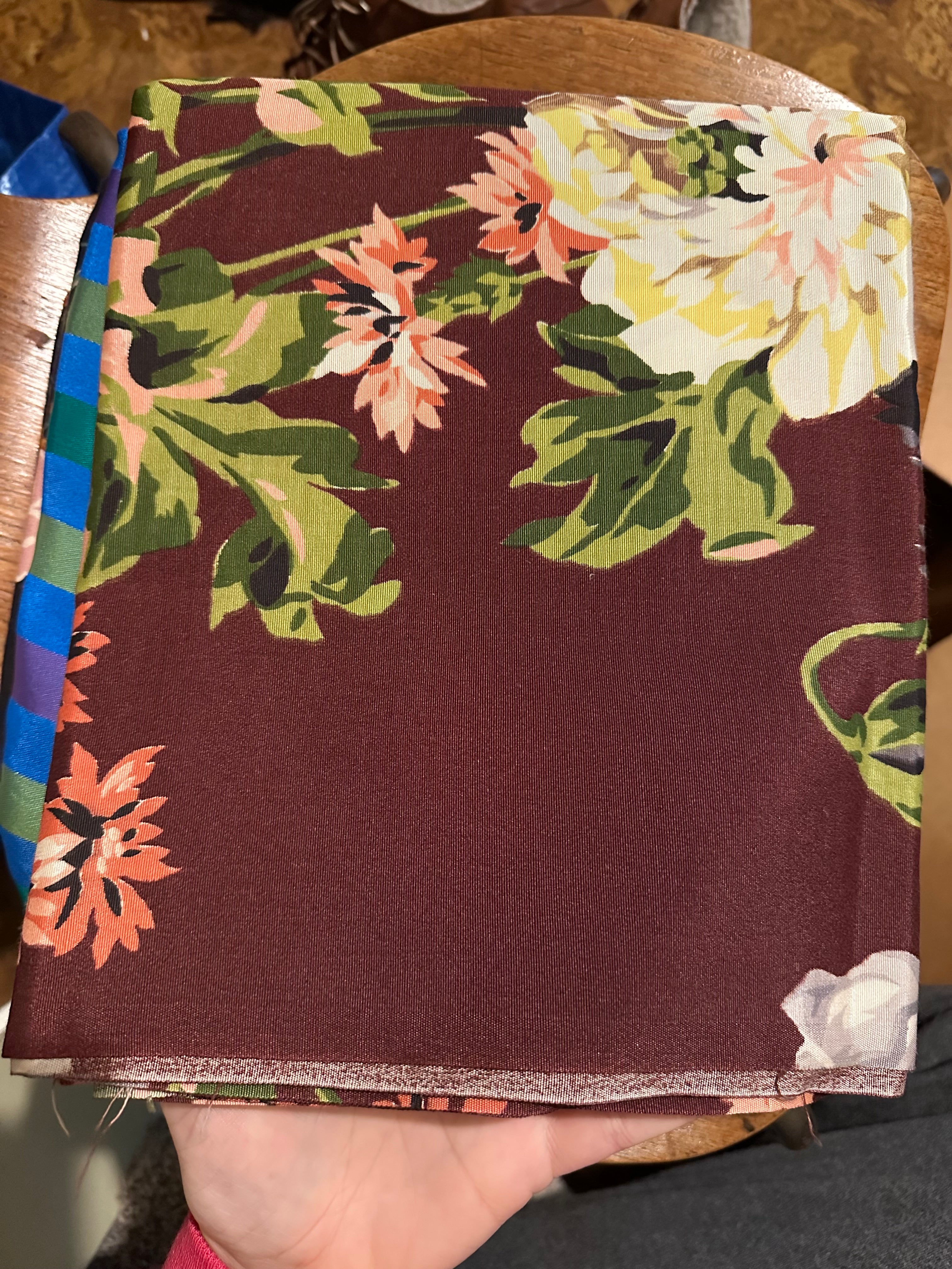 Vintage Fabric - Coloured Floral on Red