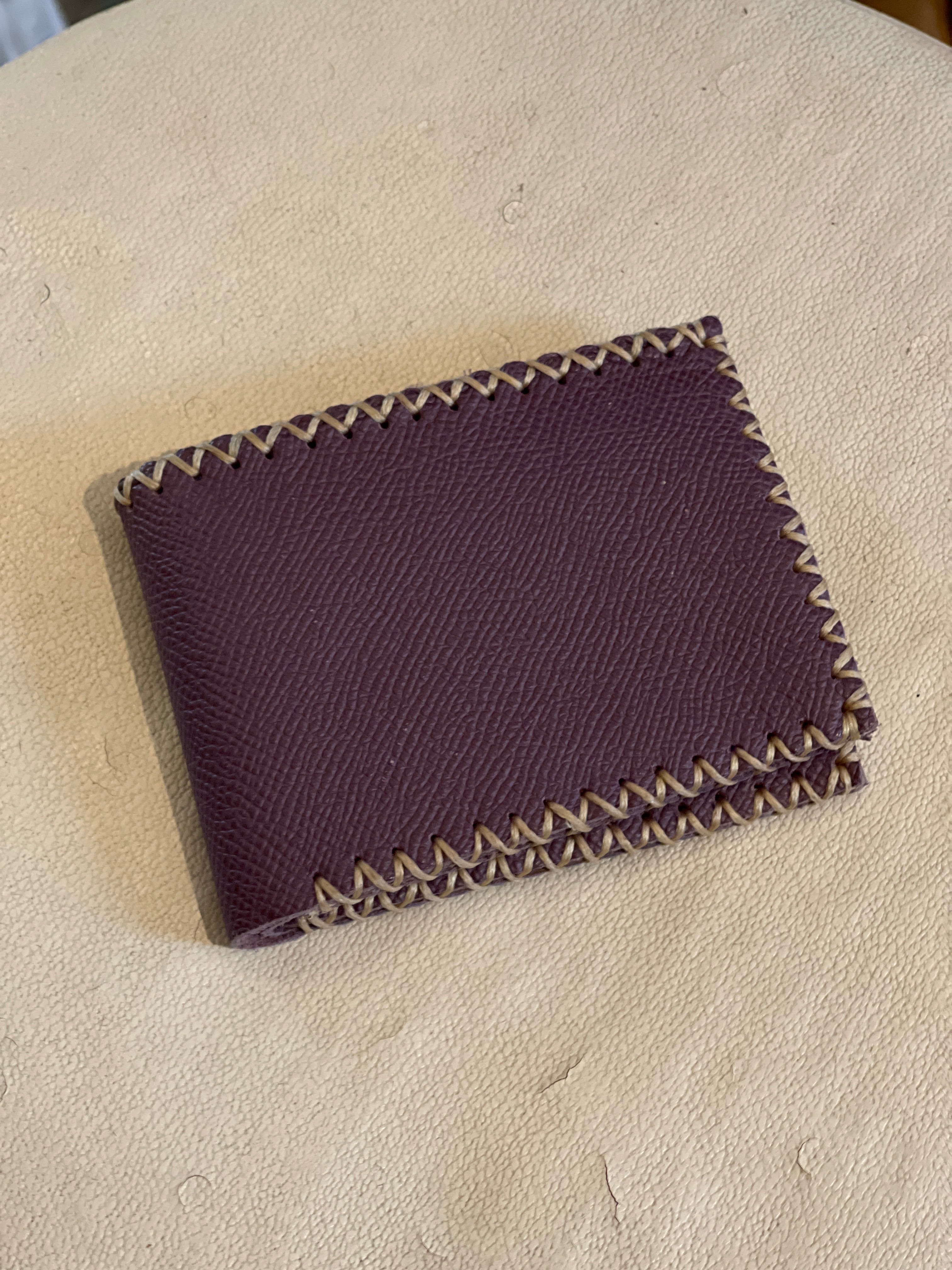 Purple Leather Stitched Wallet