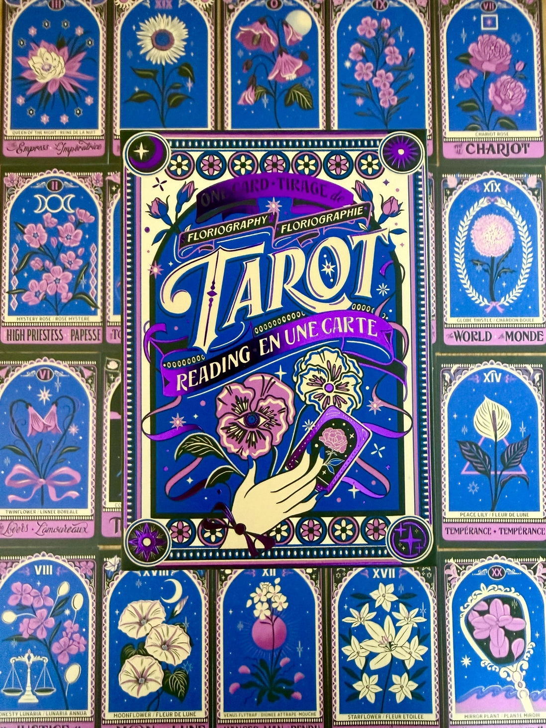 One-Card Floriography Tarot Card Reading with Purple Foil (To & From Seed Co)