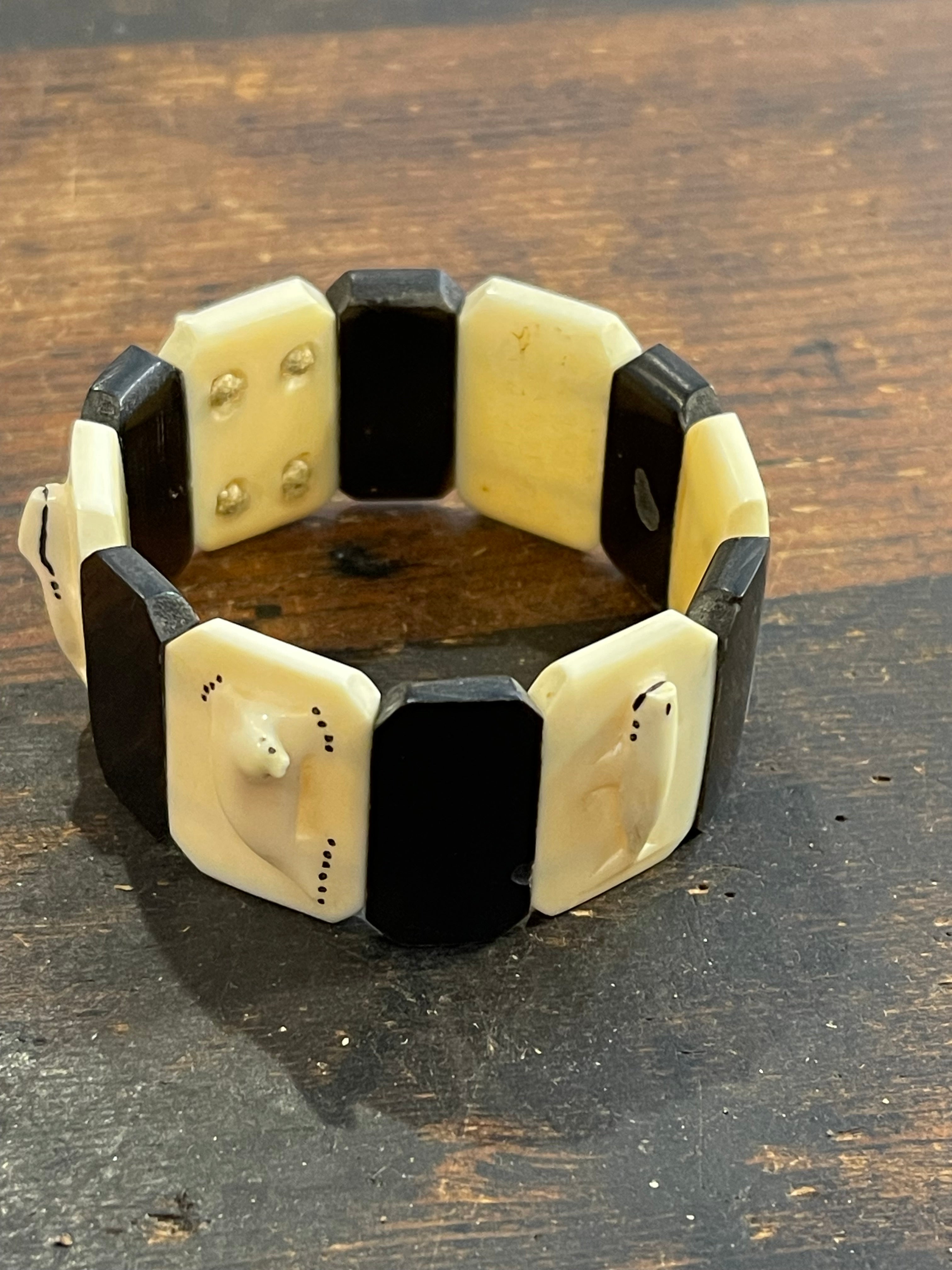 Carved Alaskan Ivory/ Whalebone Bracelet