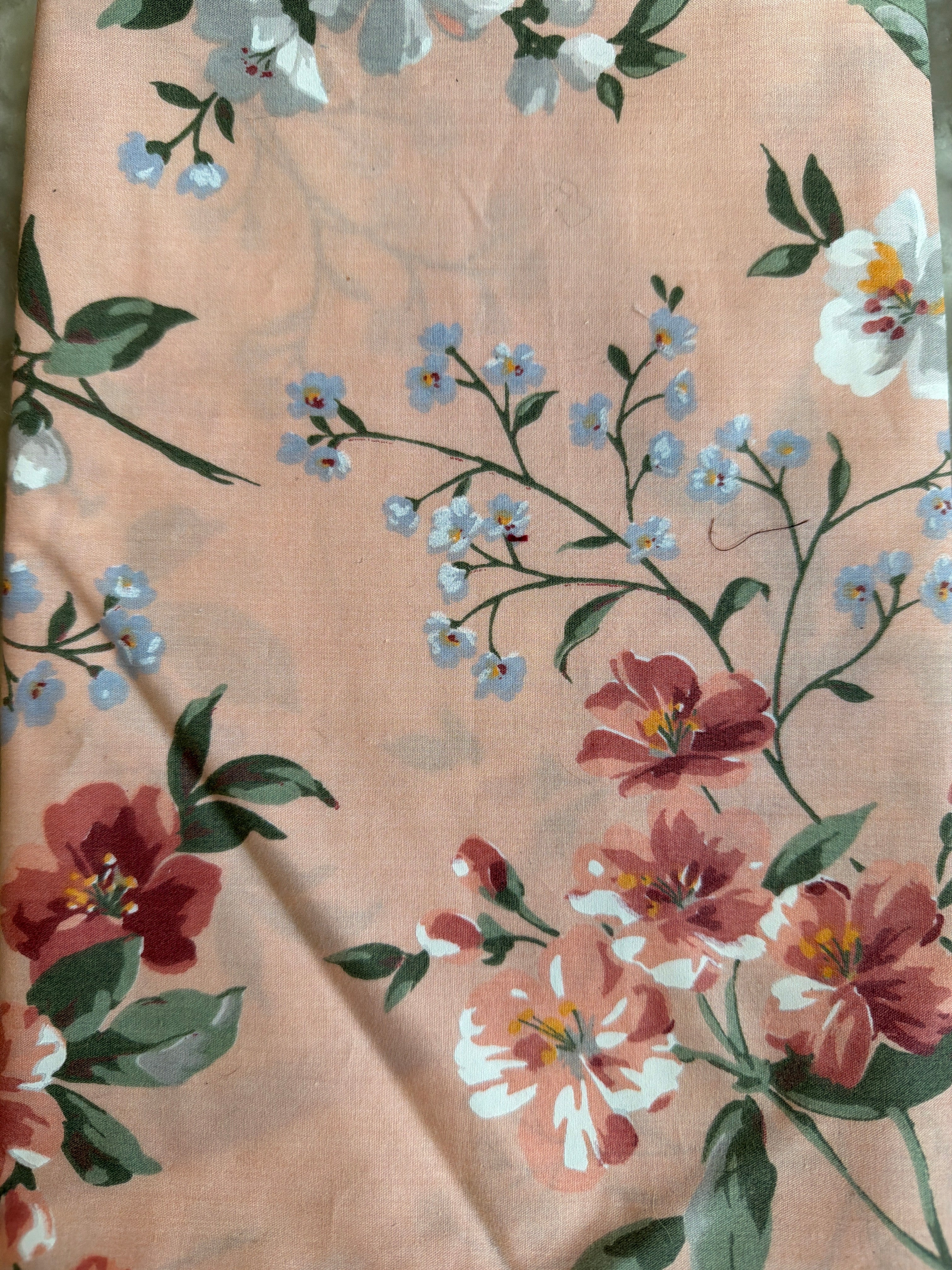 Vintage Fabric - pink cotton with large floral print