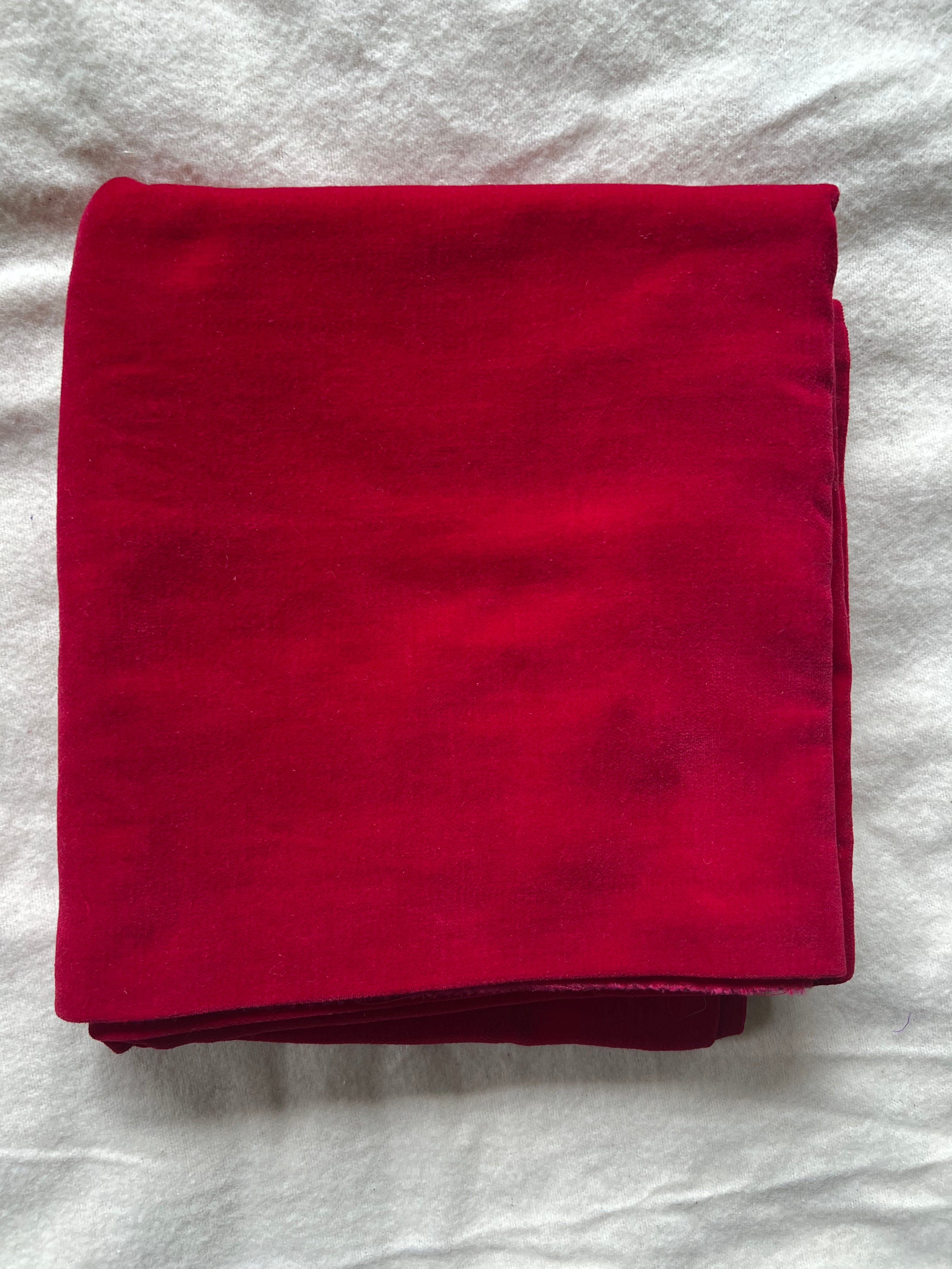 Deep red velvet vintage fabric - 2 yards