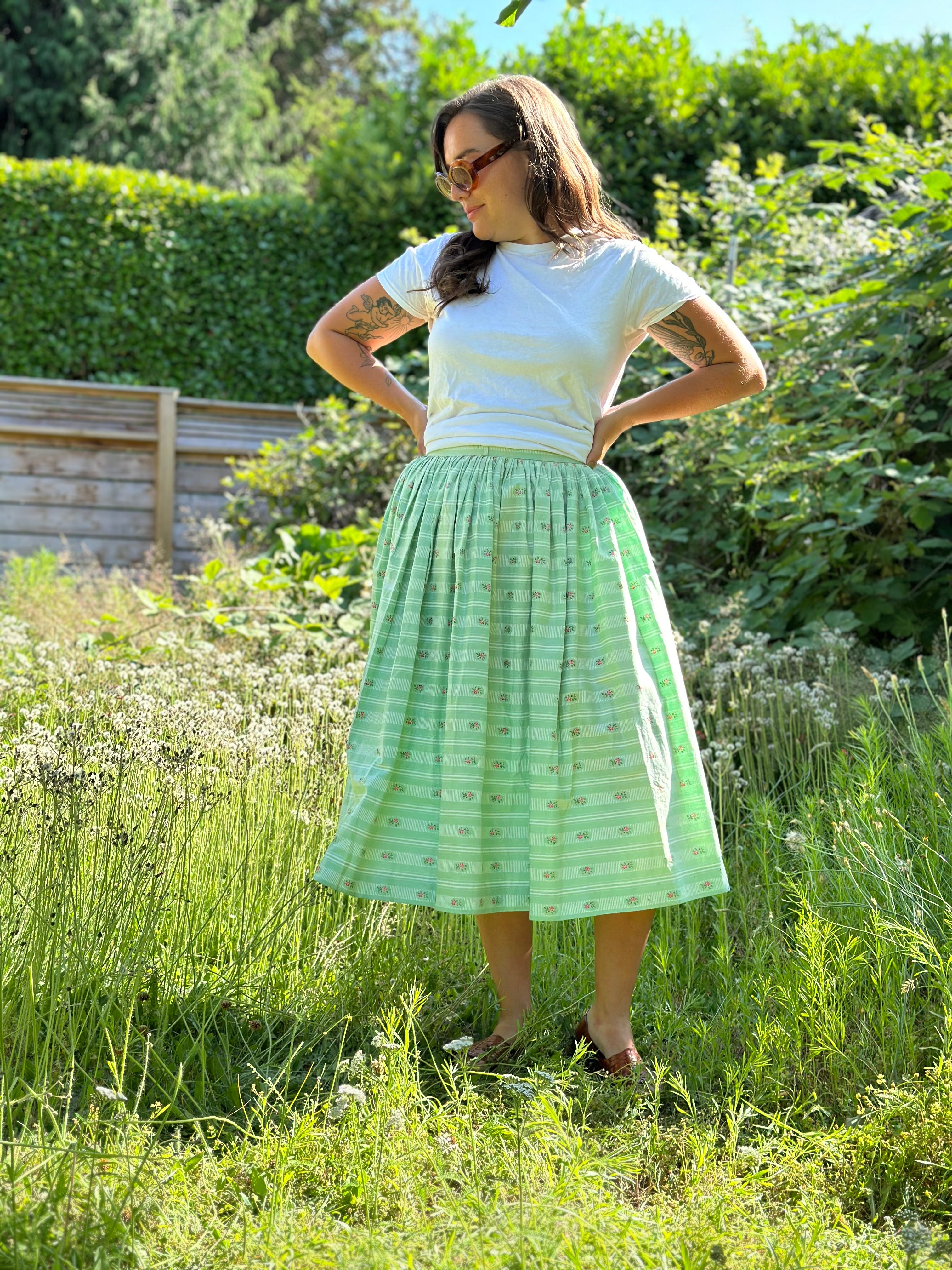 1950s handmade cotton pleated skirt