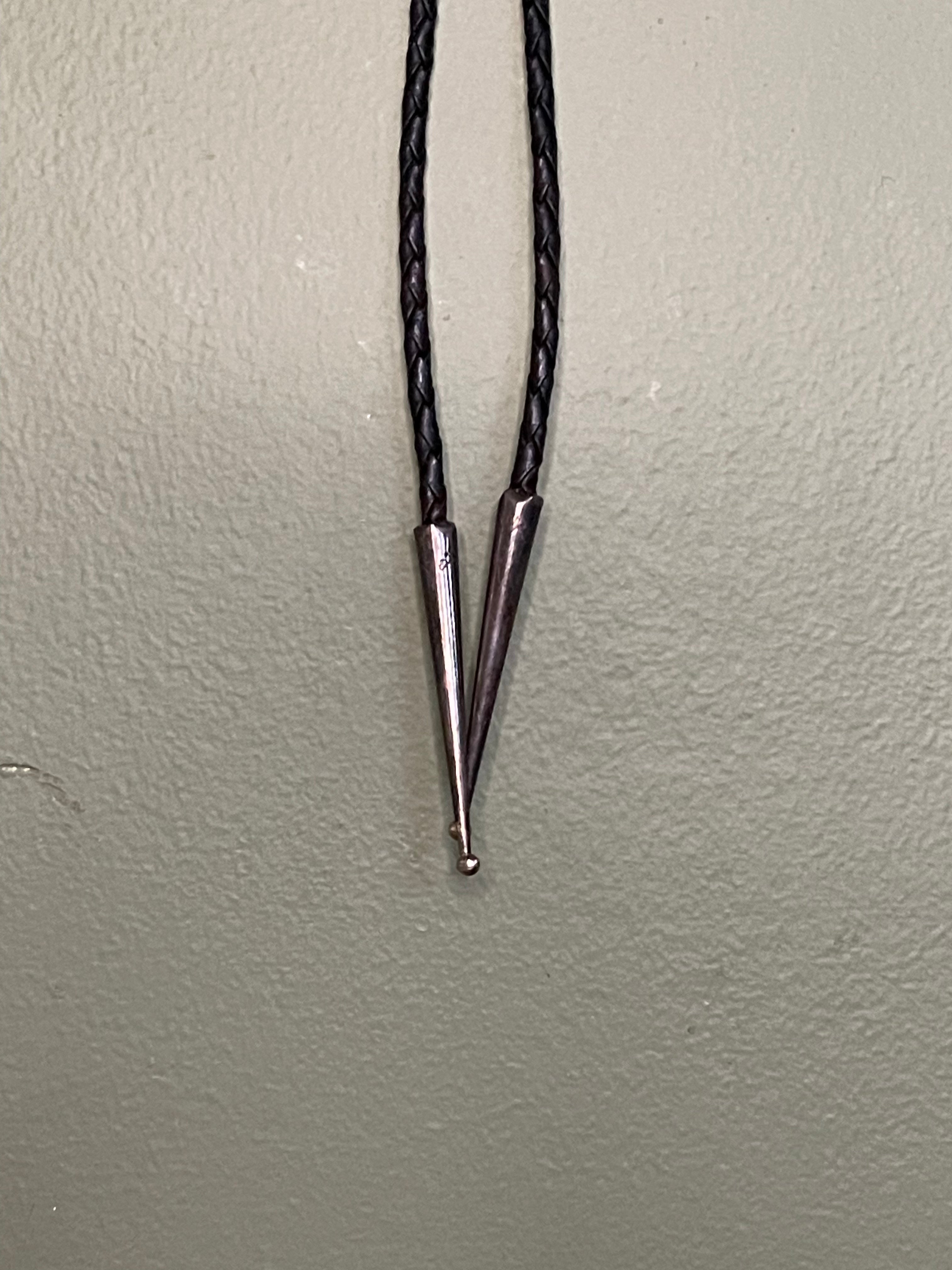 Bolo Tie - Turquoise Stone in Silver Plate