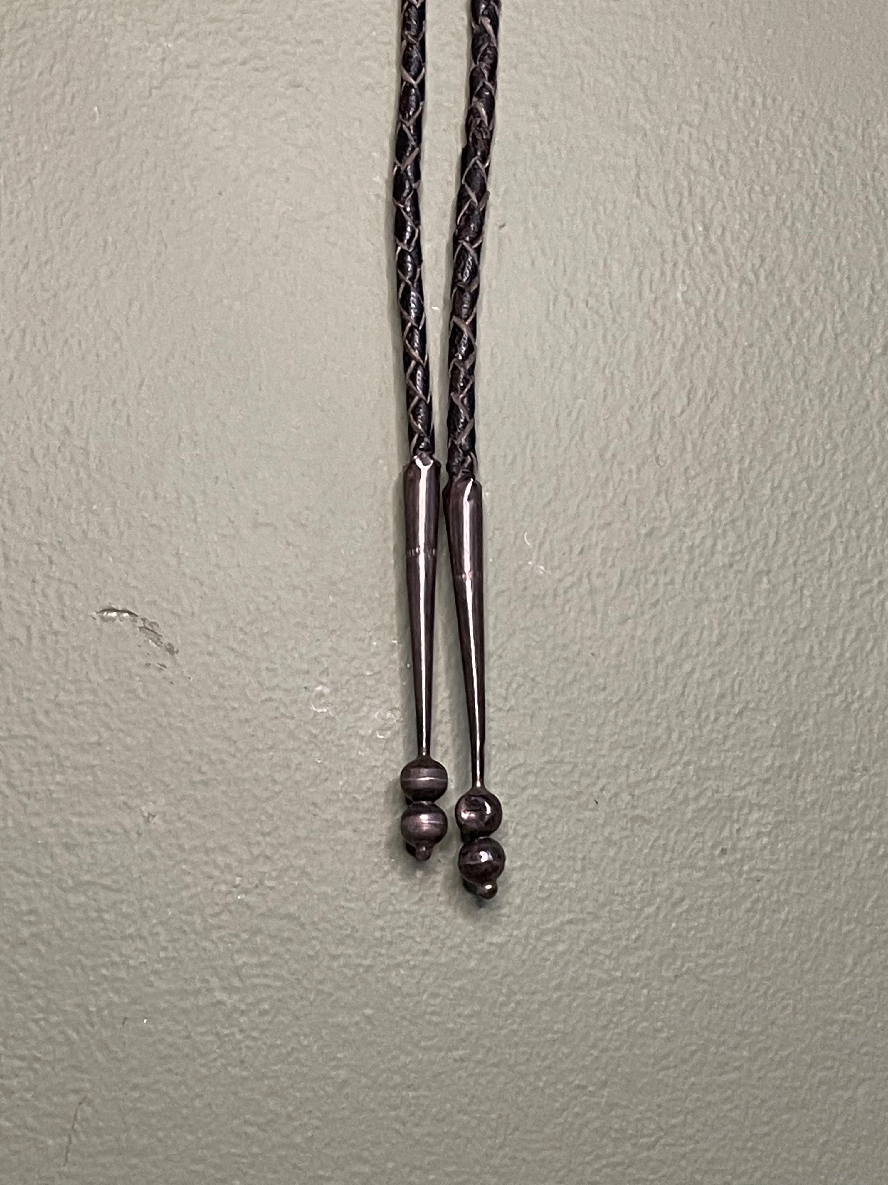 Bennett Bolo Tie -  Two Turquoise Stones set in Large Silver Slide