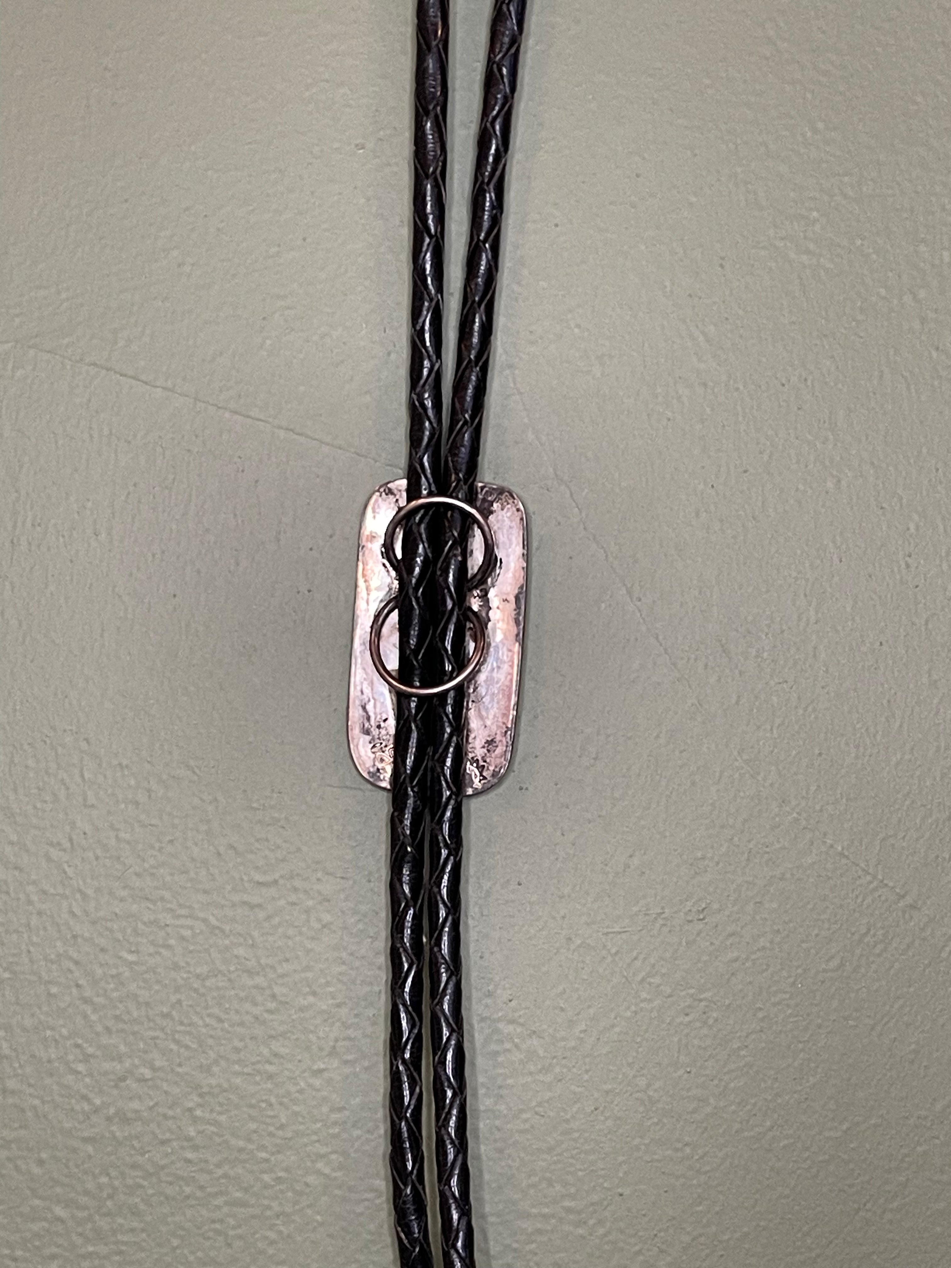 Bolo Tie -  Silver Slide with Bear Print Relief