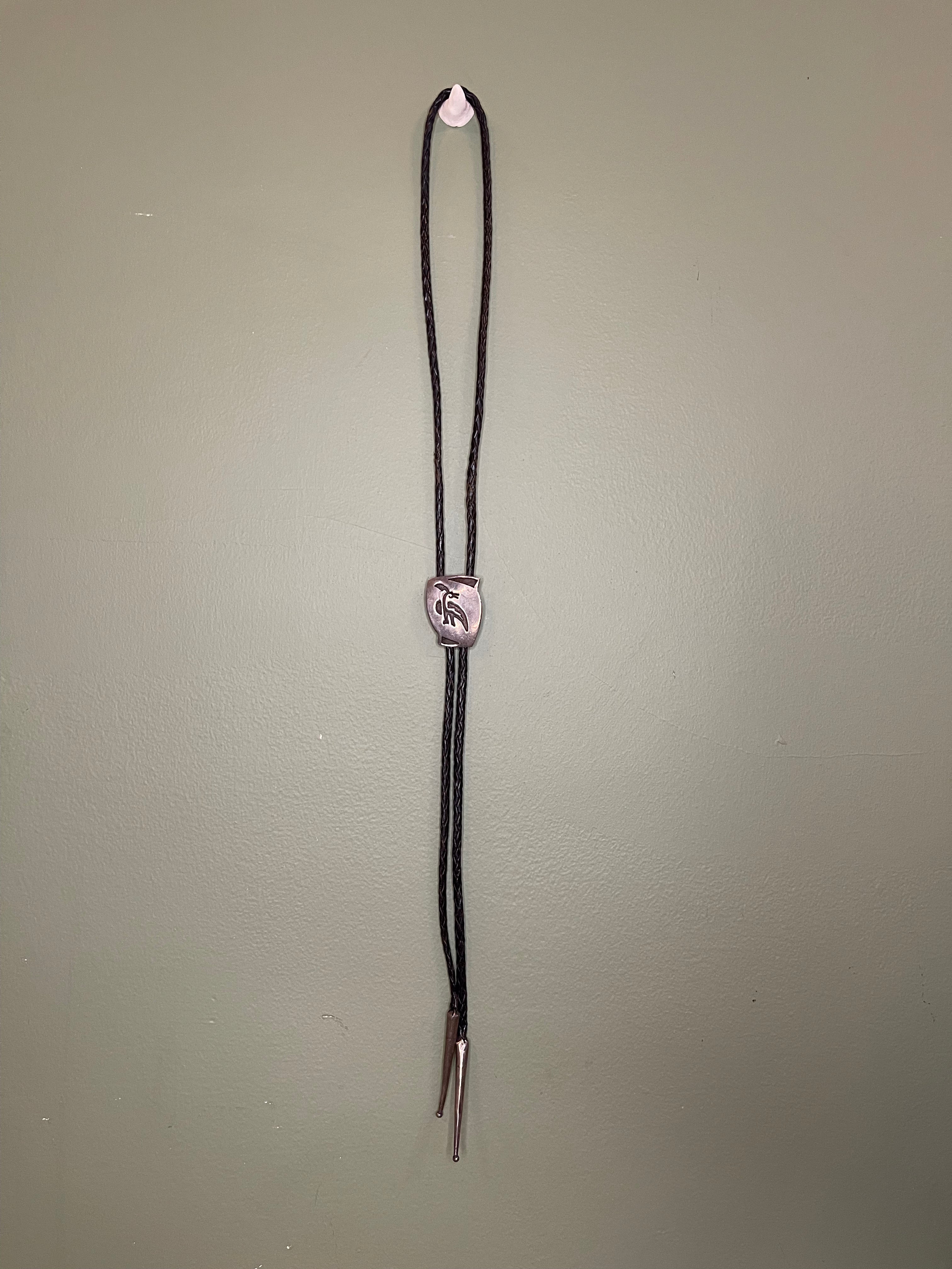 Bolo Tie -  Silver Slide with Bird Relief Etching