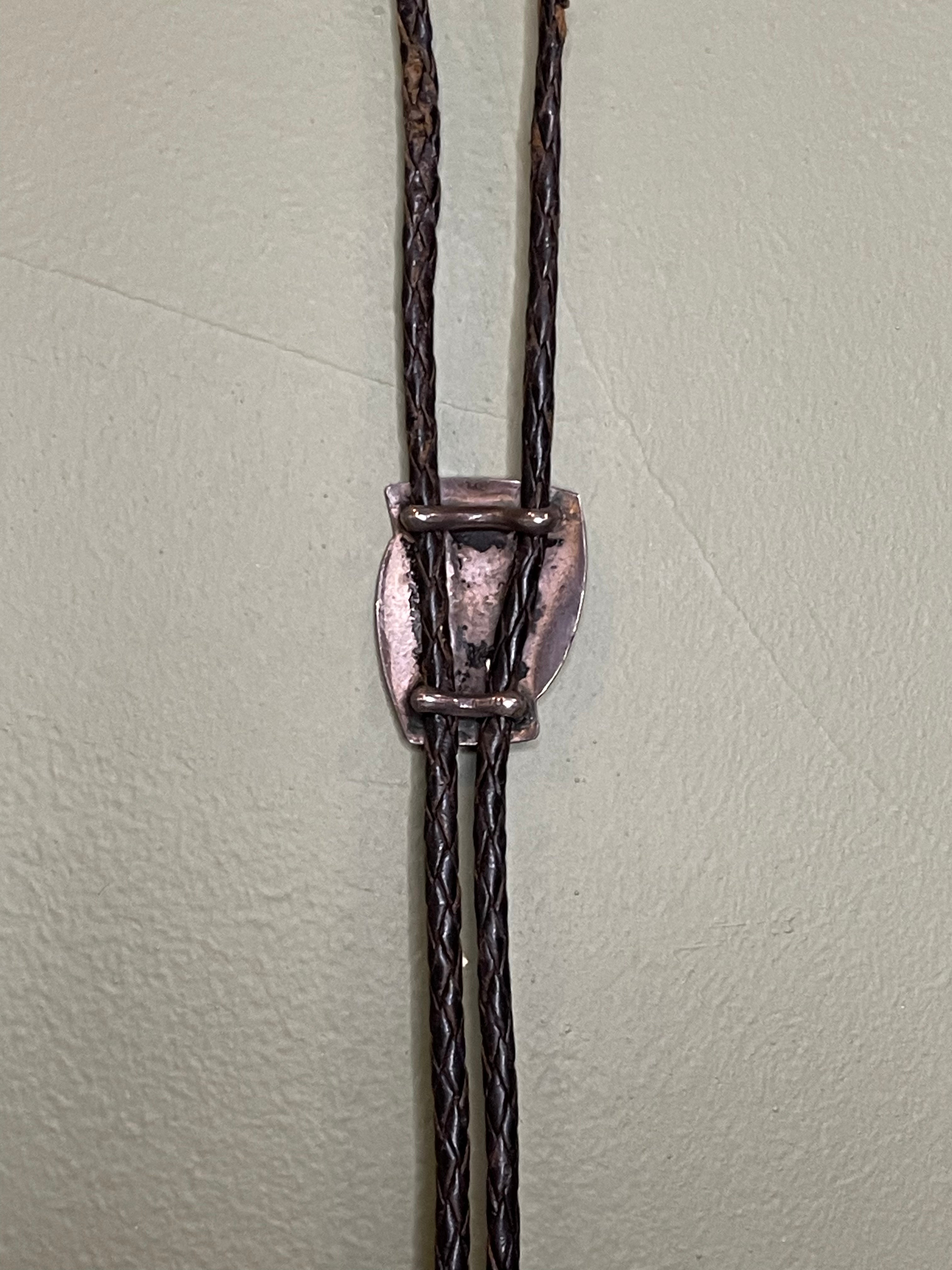 Bolo Tie -  Silver Slide with Bird Relief Etching