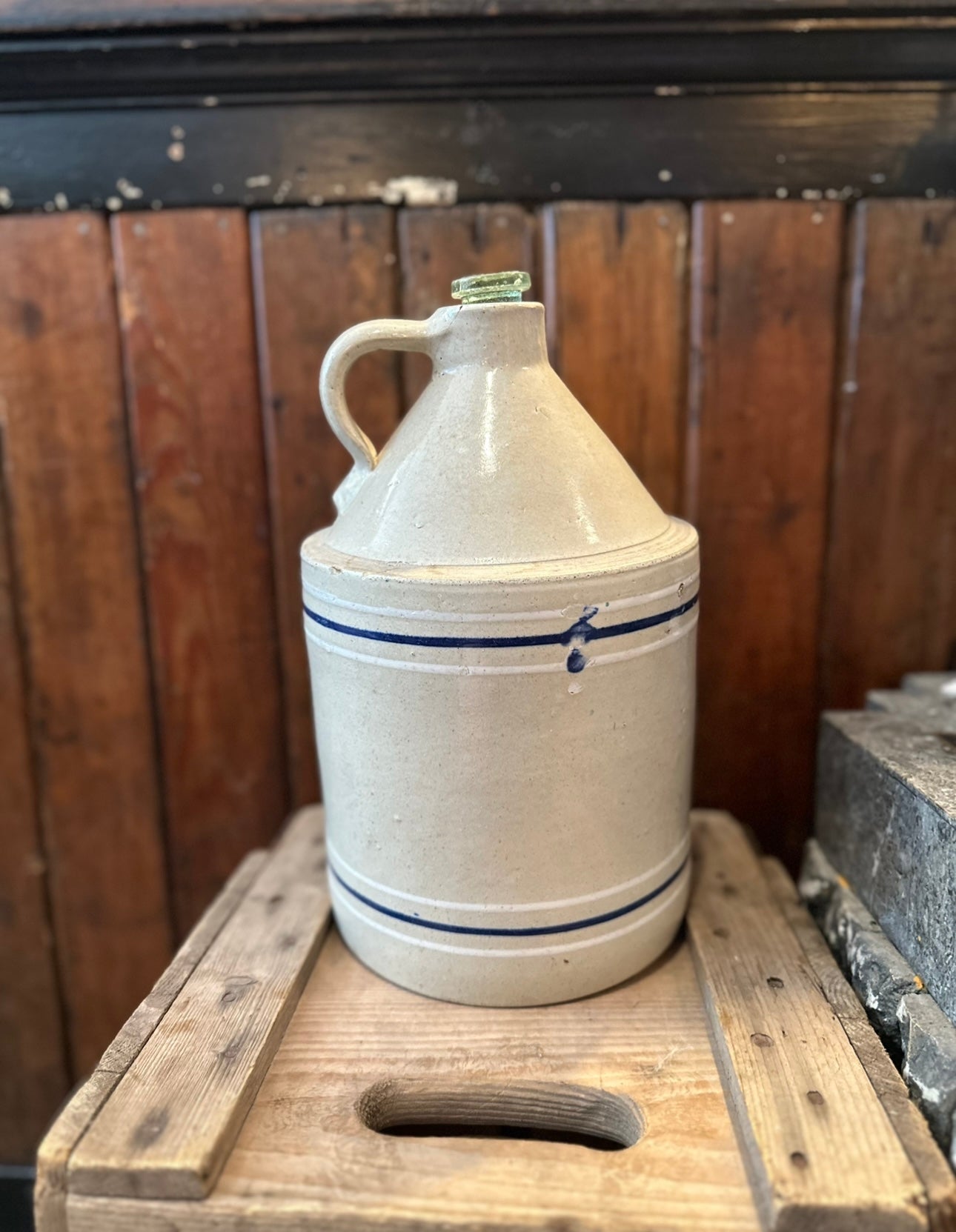 Stoneware whisky jug with stopper