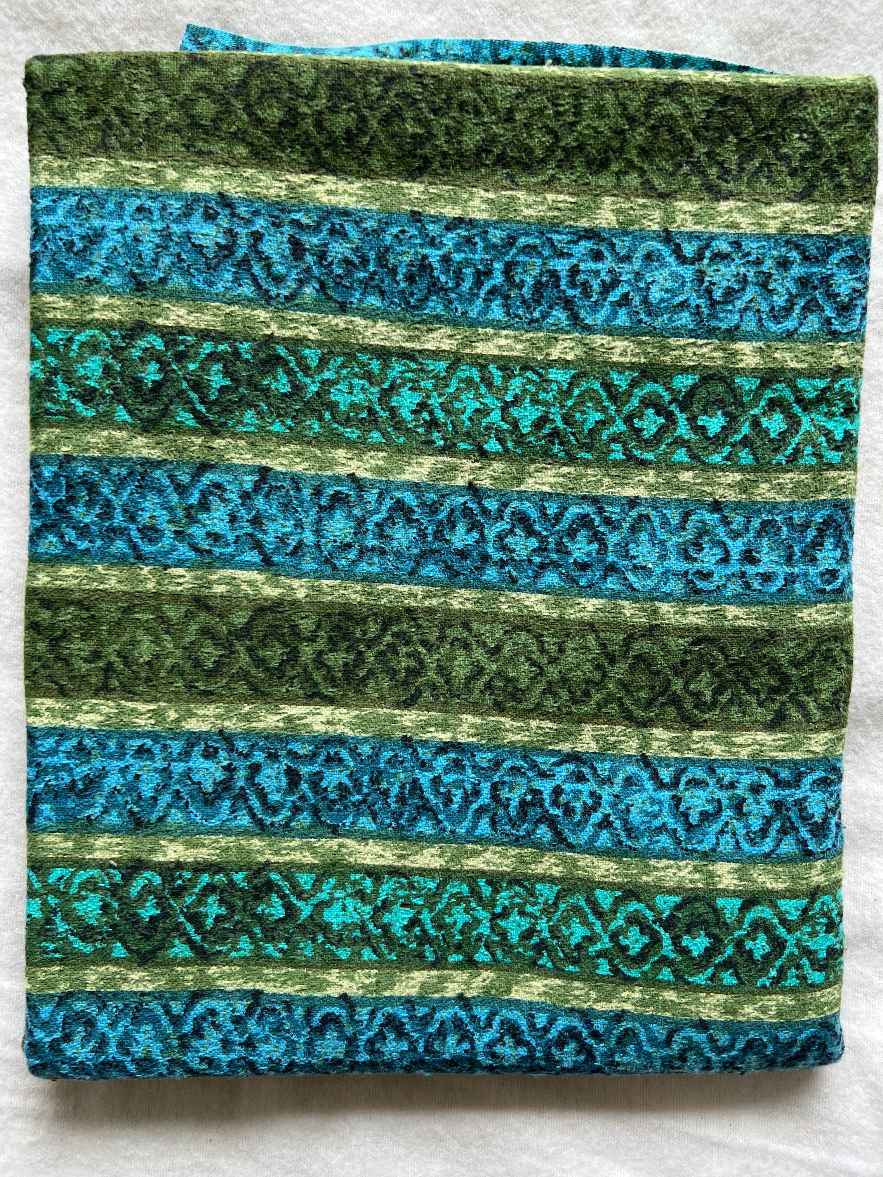 MCM Green & blue patterned stripe vintage fabric - 2 yards