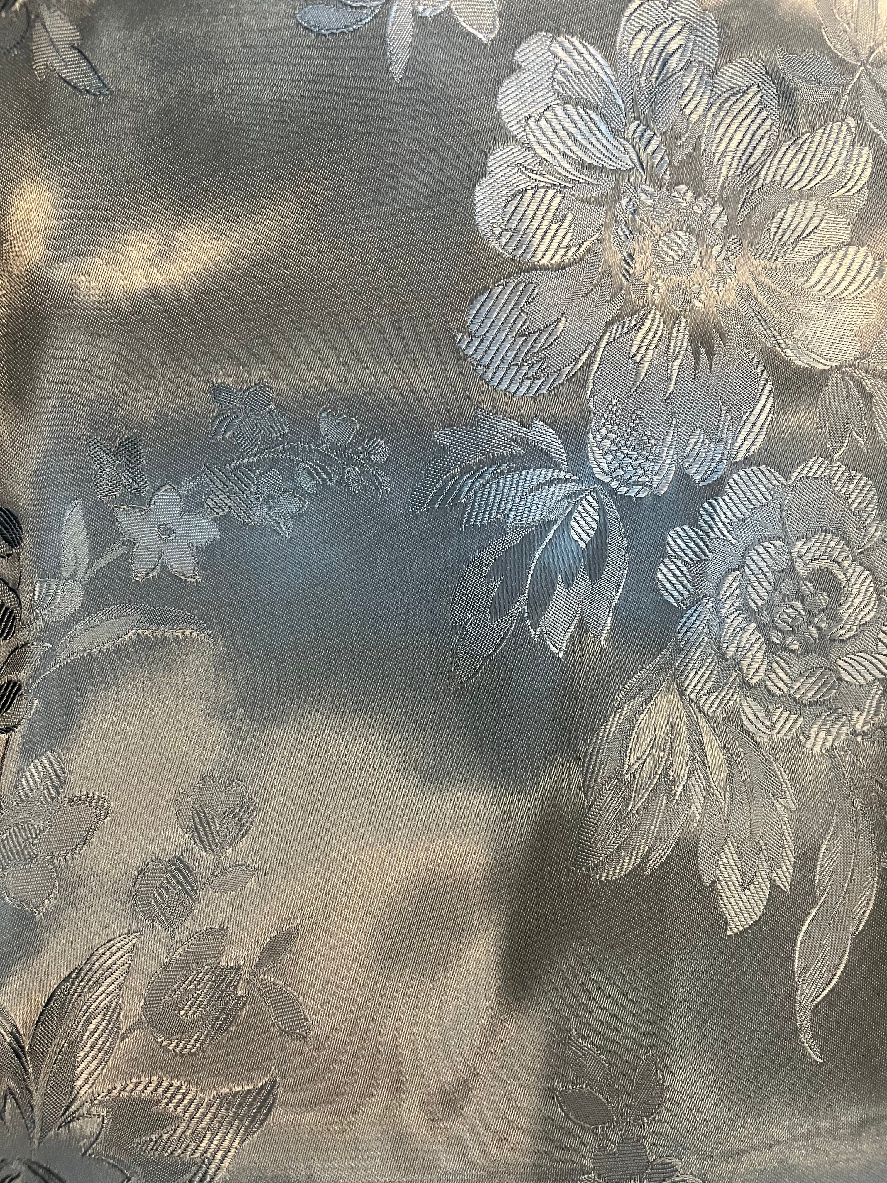 Vintage Fabric - Floral print on Blue silky fabric