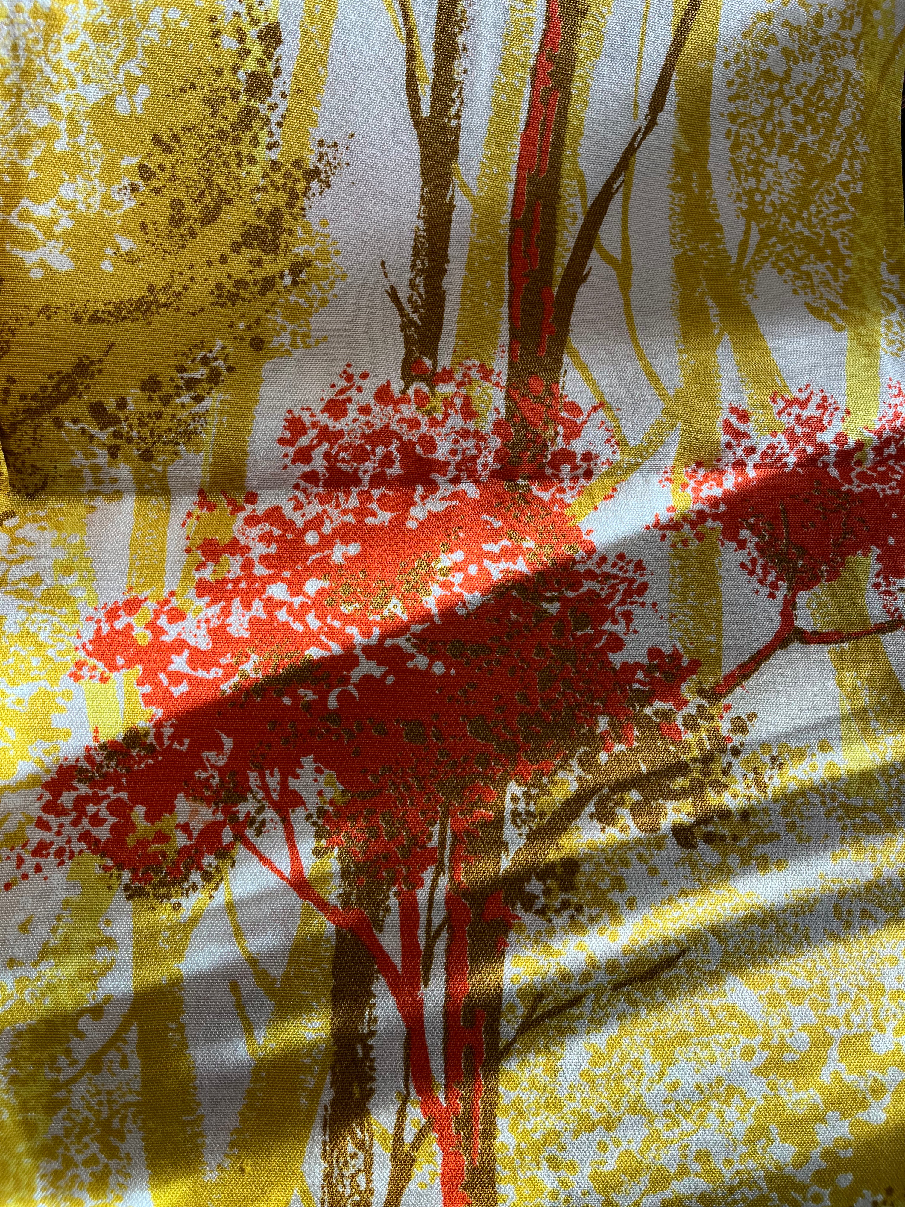 Vintage Fabric - yellow red brown Tree