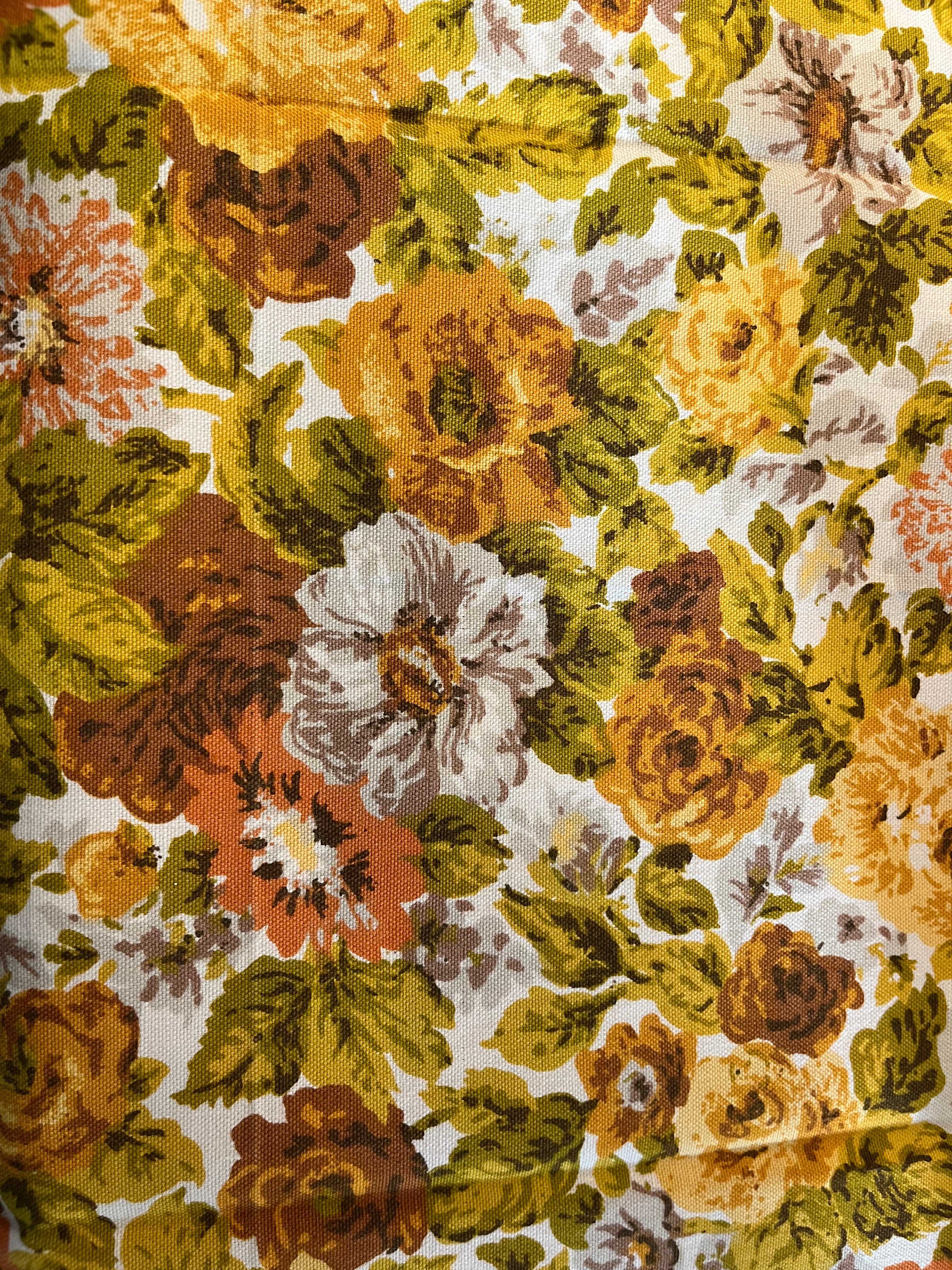 Vintage Fabric - small yellow and brown flowers