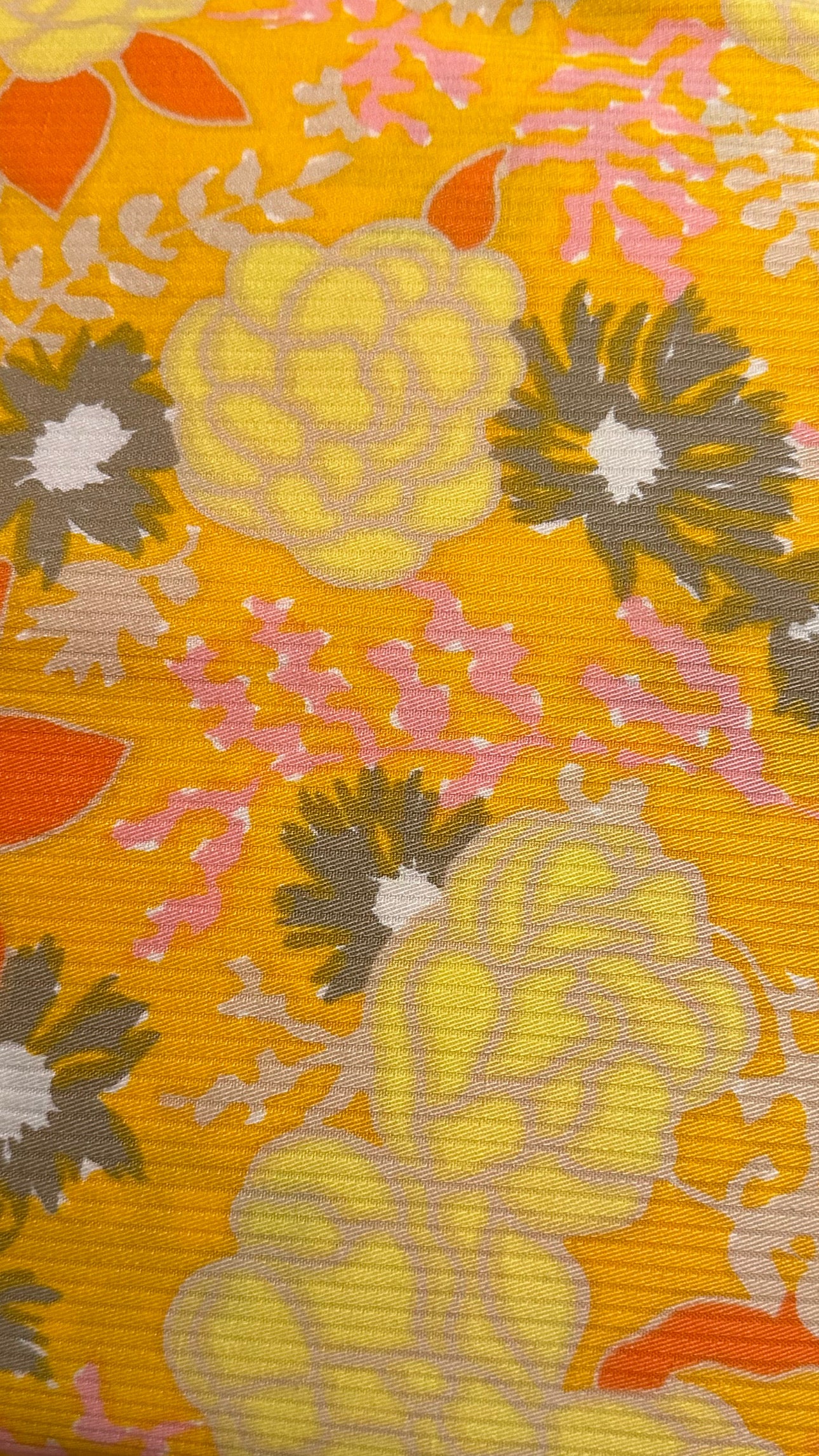 60s/70s Yellow & orange floral vintage fabric - 2 yards