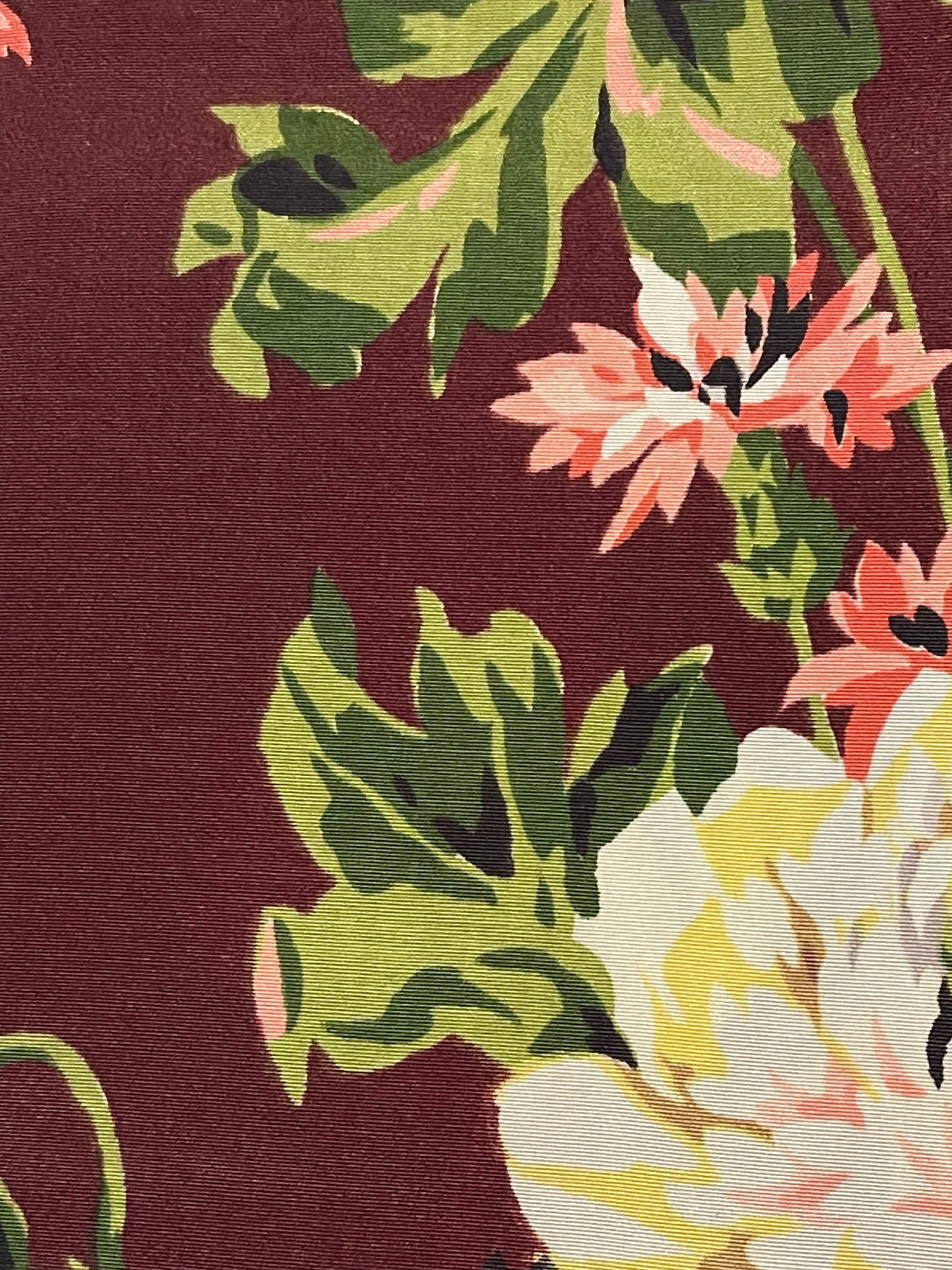 Vintage Fabric - Coloured Floral on Red