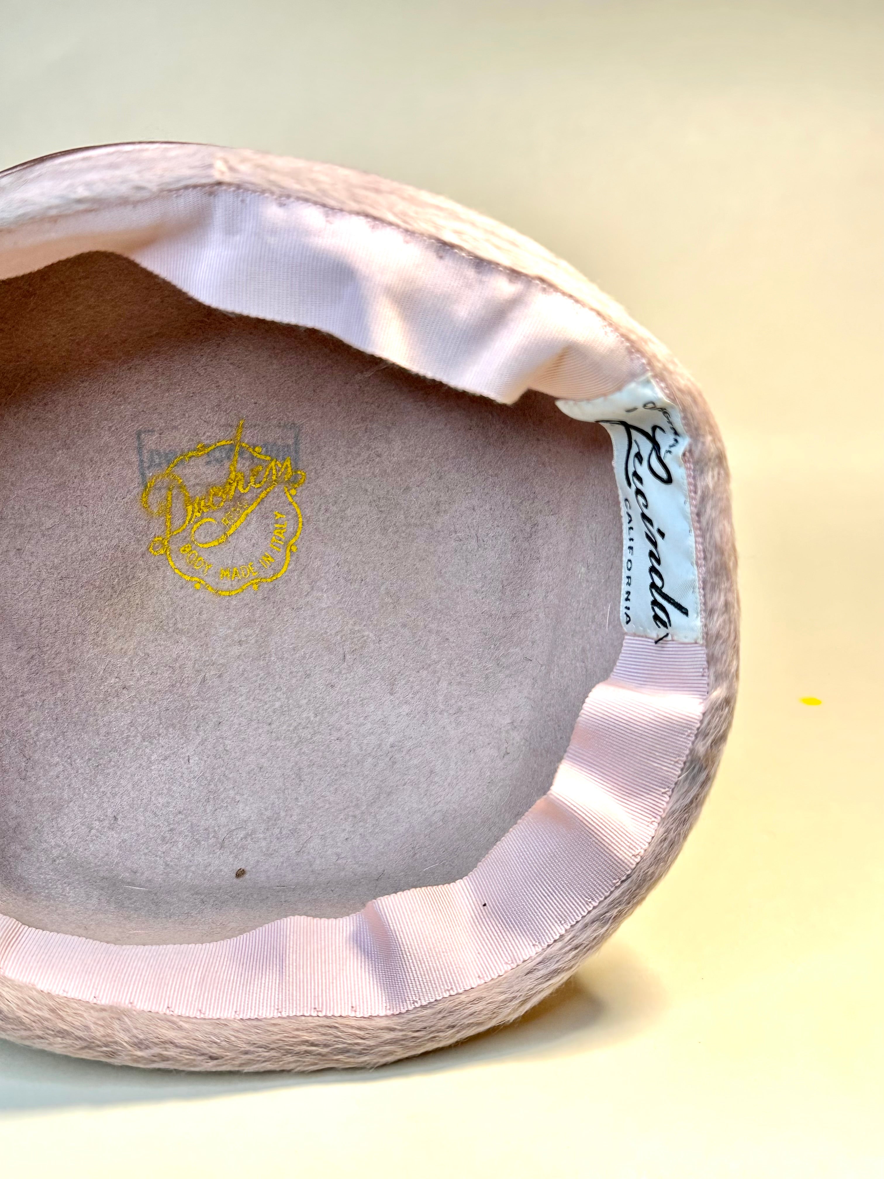 Pink Angora 1940s/50s Cloche Hat