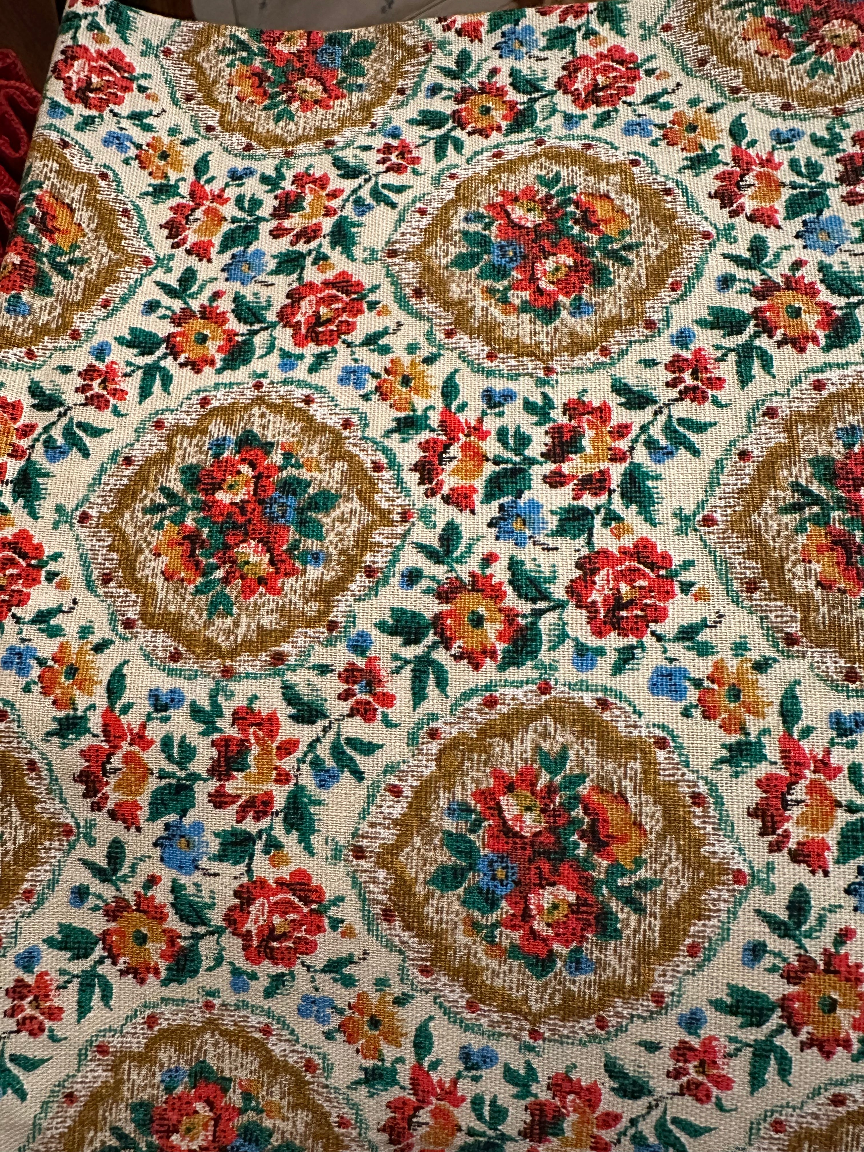 Multi-coloured floral vintage fabric - 2 yards