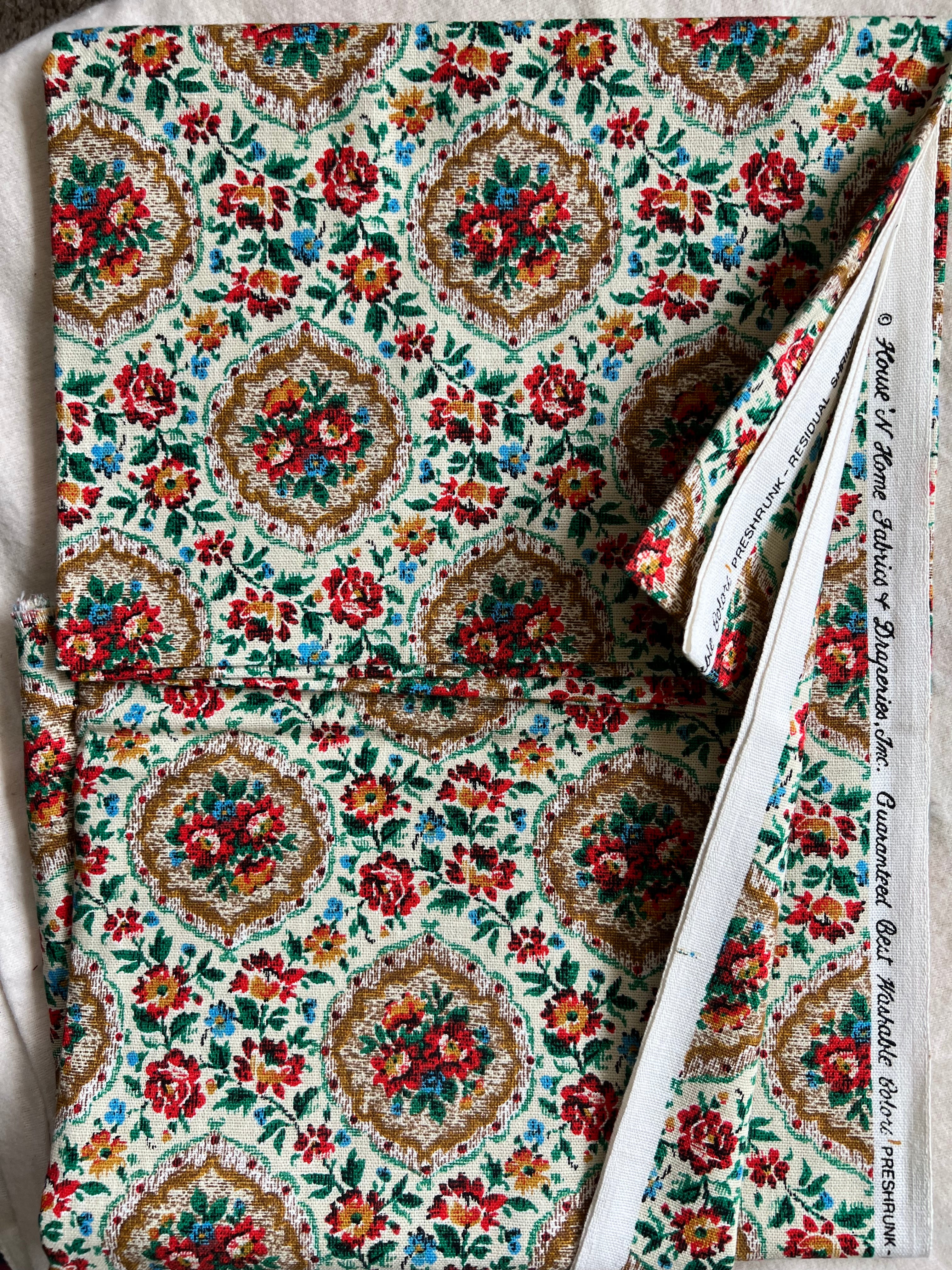 Multi-coloured floral vintage fabric - 2 yards