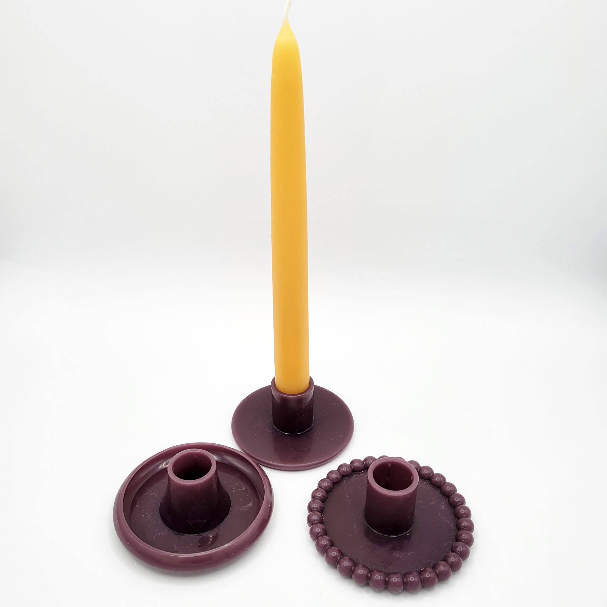 Beeswax Candlestick holder and Taper Candle by East Van Bees