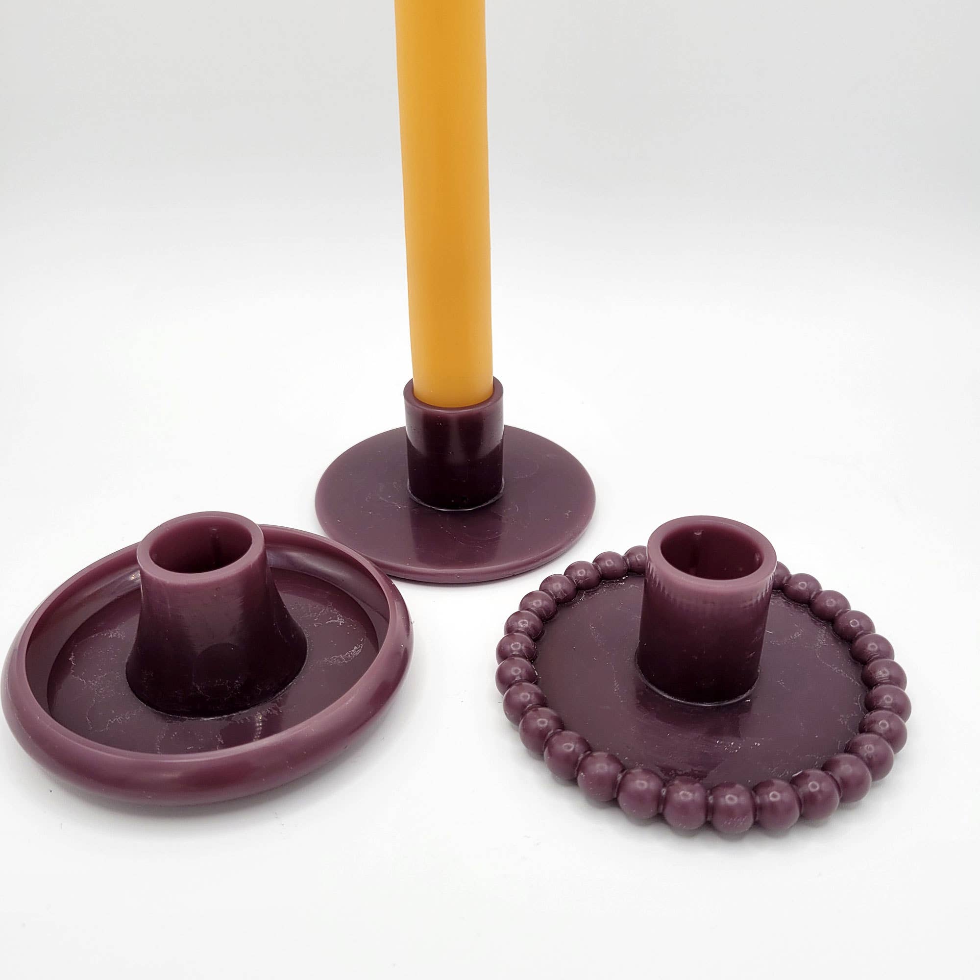 Beeswax Candlestick holder and Taper Candle by East Van Bees