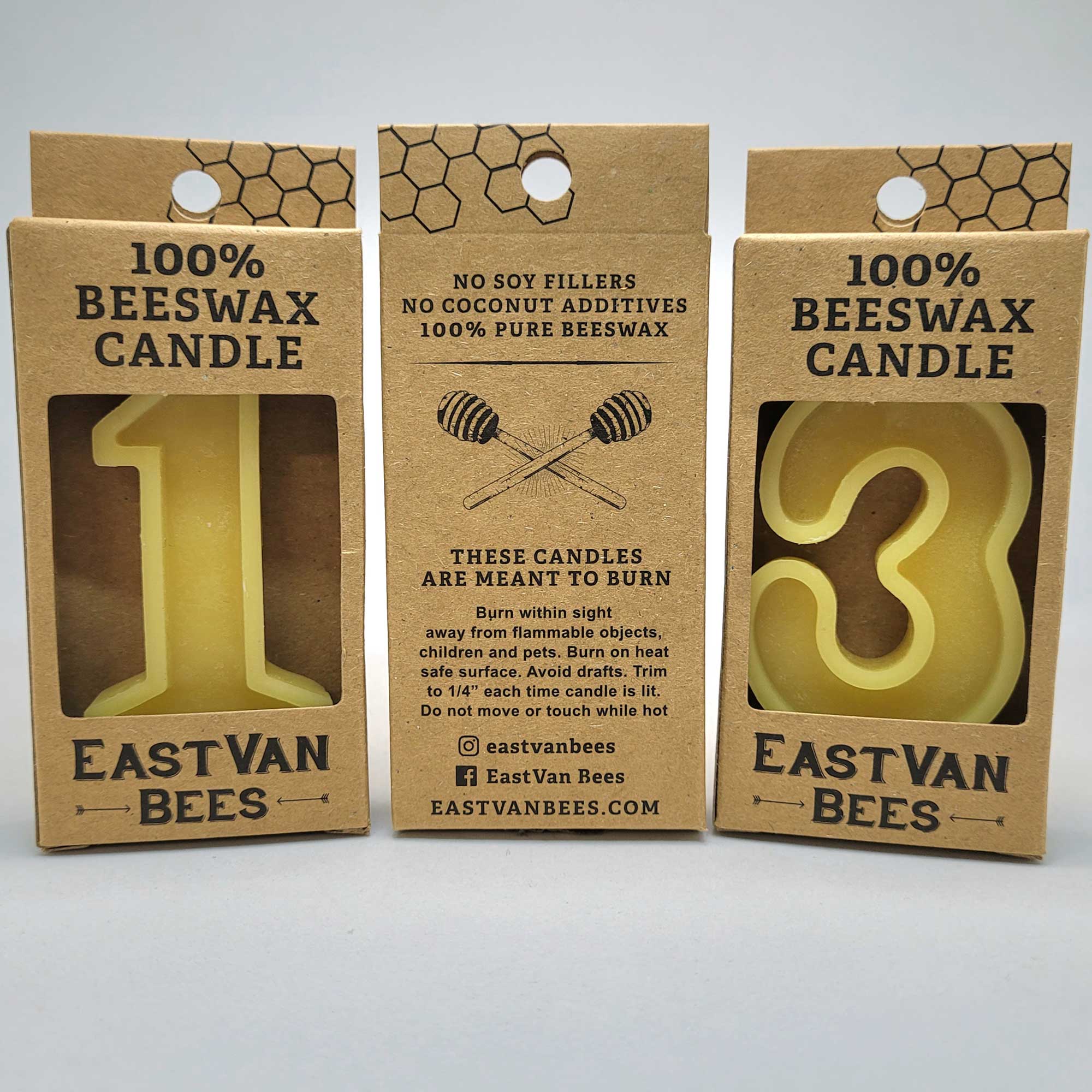 Beeswax Birthday Number Candles from East Van Bees