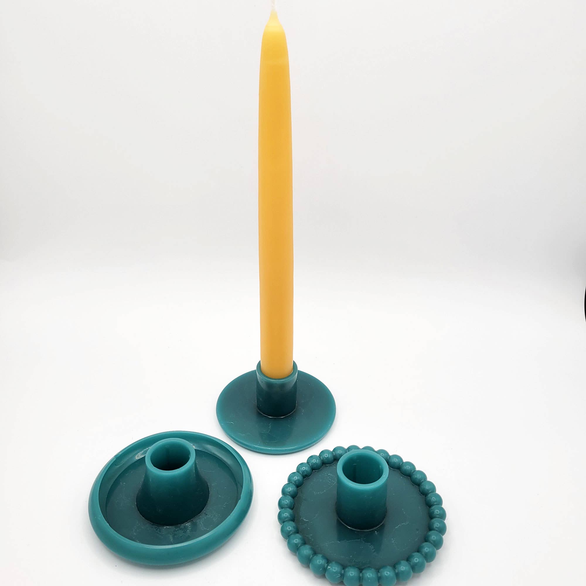 Beeswax Candlestick holder and Taper Candle by East Van Bees