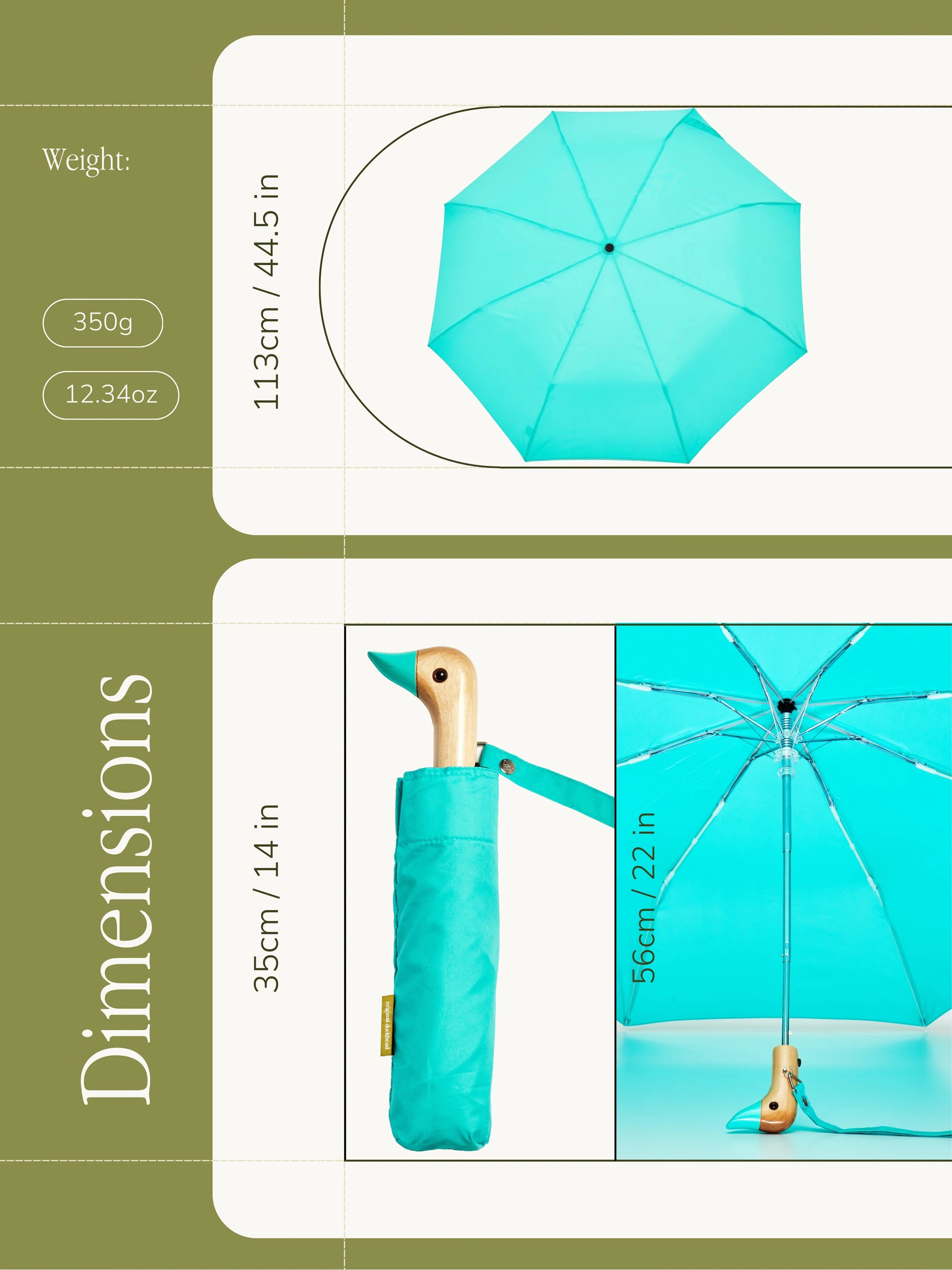 Original Duckhead - Mint Compact Eco-Friendly Wind Resistant Umbrella